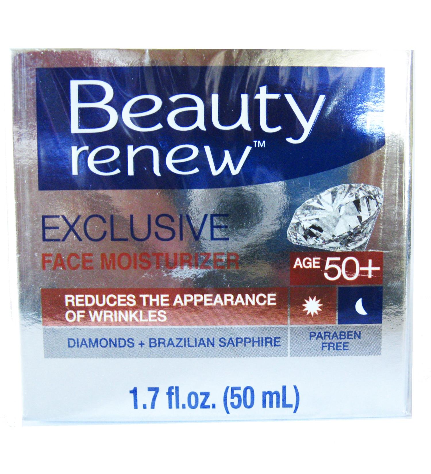 Beauty Renew 50+ Exclusive Day & Night Face Moisturizer Cream Diamonds and Brazilian Saphire