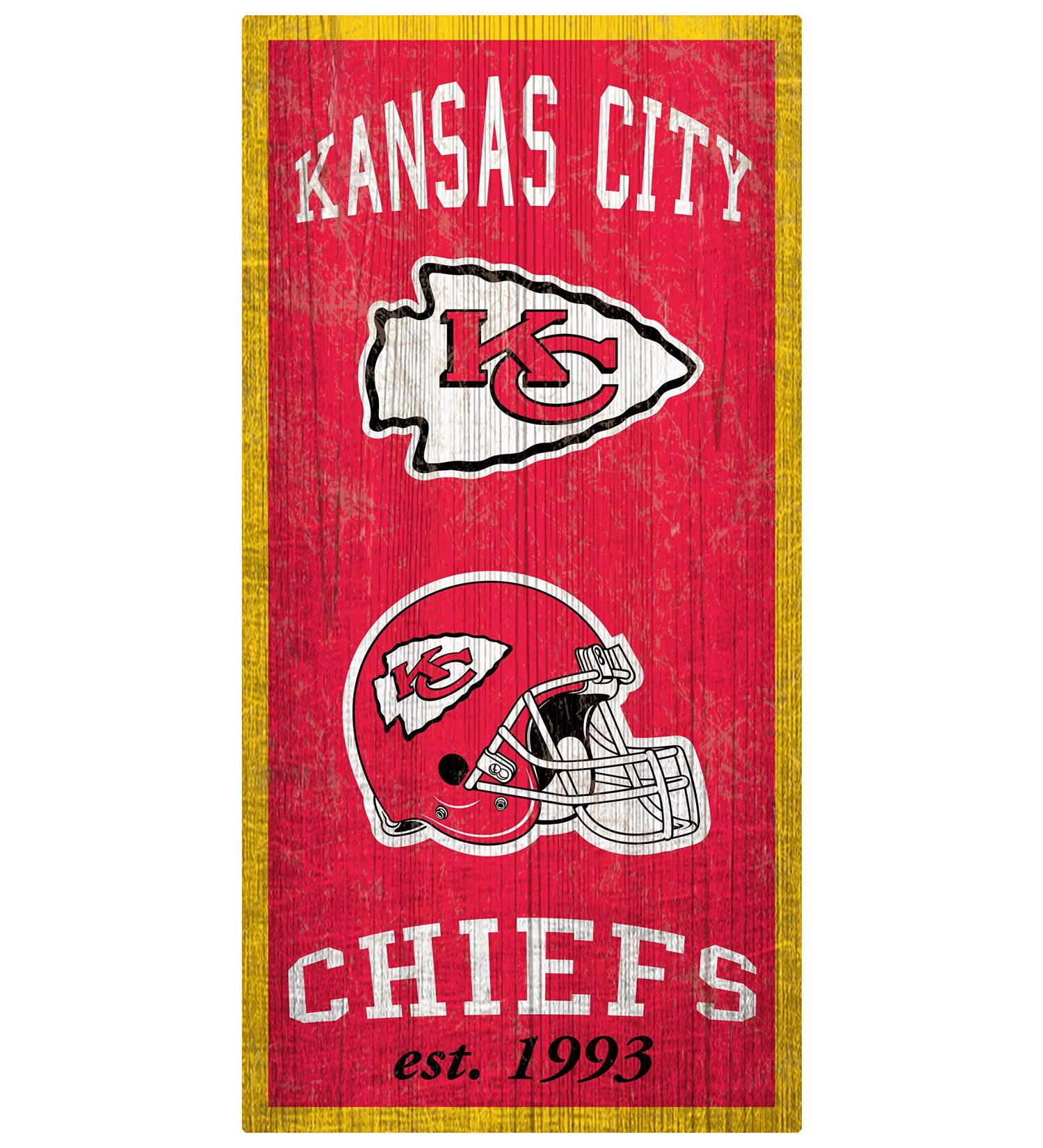 Fan Creations NFL Kansas City Chiefs Unisex Kansas City Chiefs Heritage Schild Teamfarbe 15 2 x 30 5 cm