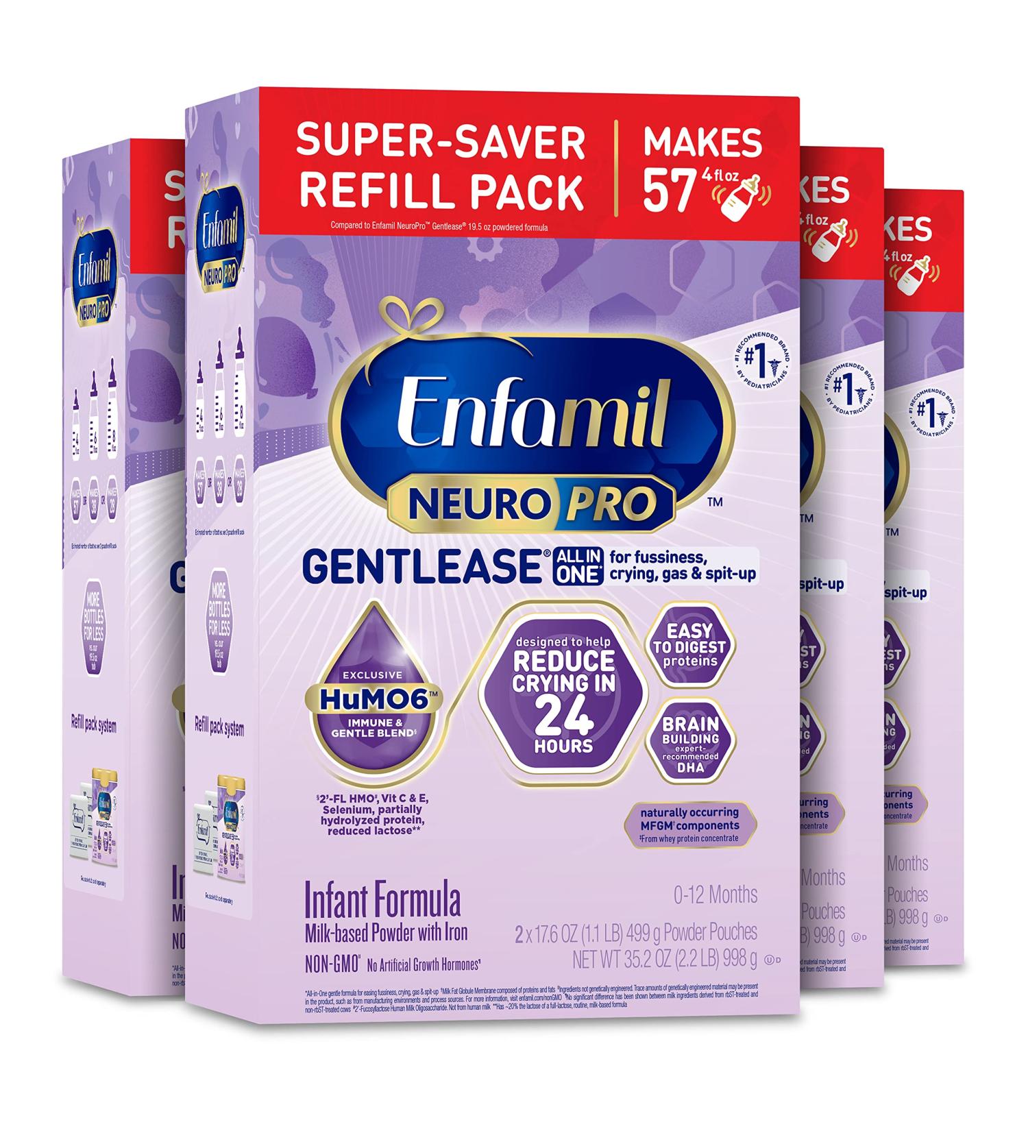 Enfamil NeuroPro Gentlease Infant Formula - Brain Building Nutrition  Clinically Proven to Reduce Fussiness  Gas  Crying in 24 Hours  35.2 oz  Powder Refill Box (Pack of 4) - Buy Online on GoSupps.com