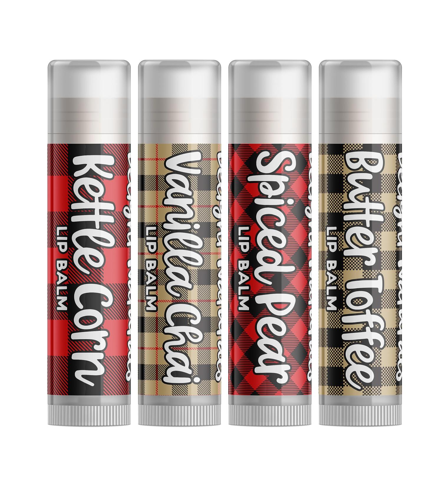 Fall Flannels Lip Balm Gift Set - Kettle Corn Vanilla Chai Spiced Pear & Butter Toffee | Best International Shipping - Buy Online on GoSupps.com