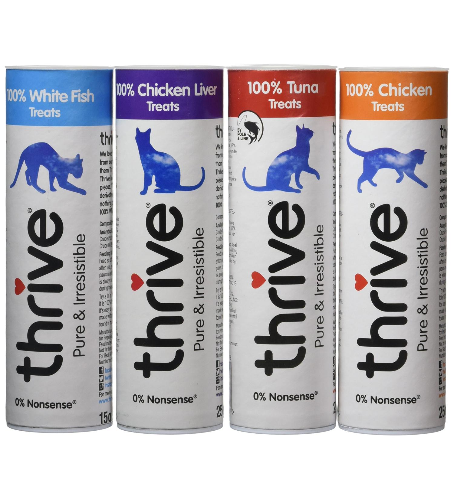 Thrive Cat Treats Assorted Pack (Chicken White Fish Tuna & Chicken Liver) for Happy Healthy Cats | International Shipping Available - Buy Online on GoSupps.com