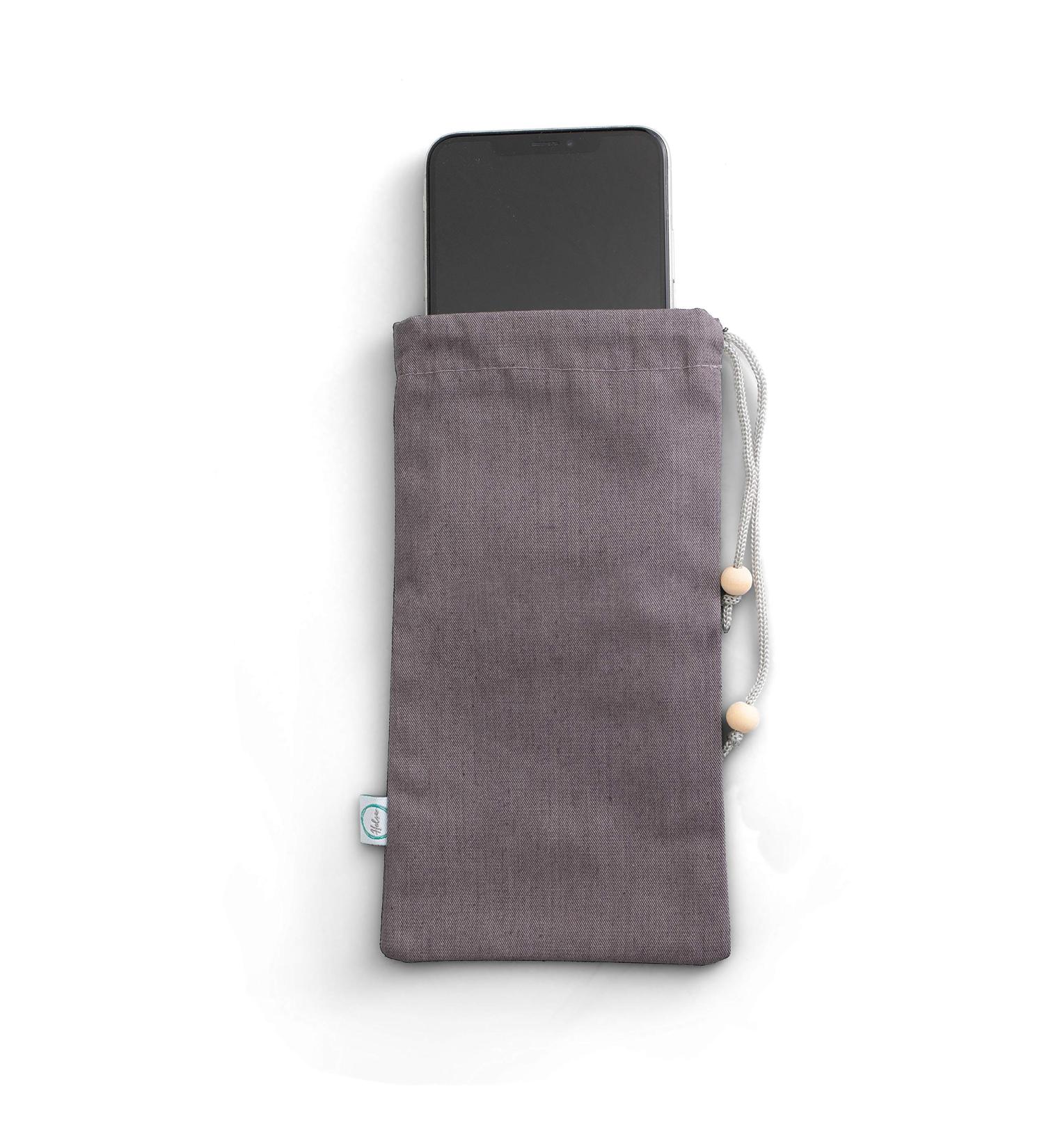 Halsa EMF Protection Phone Sleeve - Silver Fiber Lined Case with Drawstring Closure - High Shielding, Lightweight & Portable - Grey - Buy Online on GoSupps.com