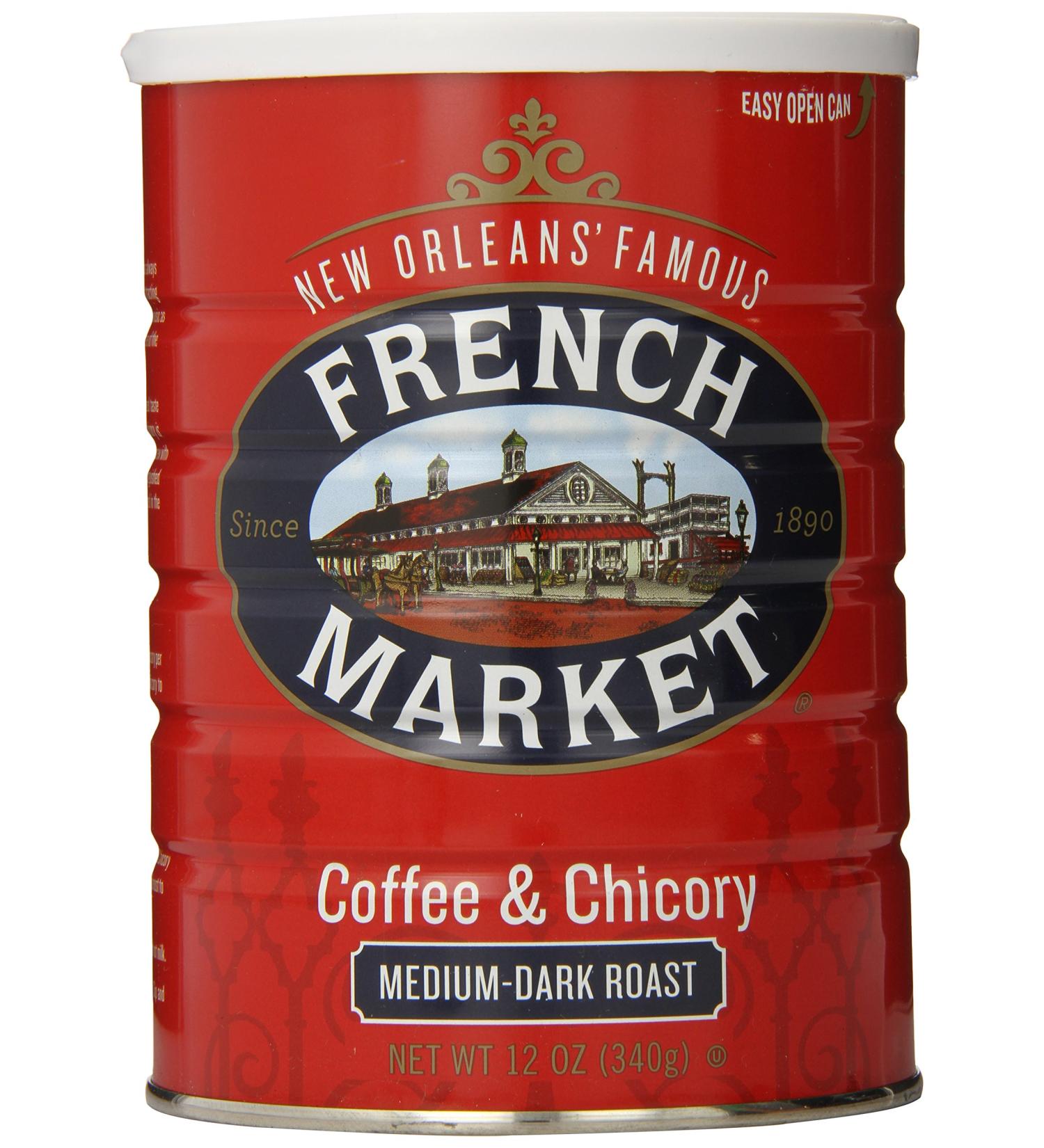 French Market Coffee & Chicory Medium-Dark Roast Ground Coffee 12oz - Metal Can Medium-Dark Roast - Pack of 1 - Buy Online on GoSupps.com