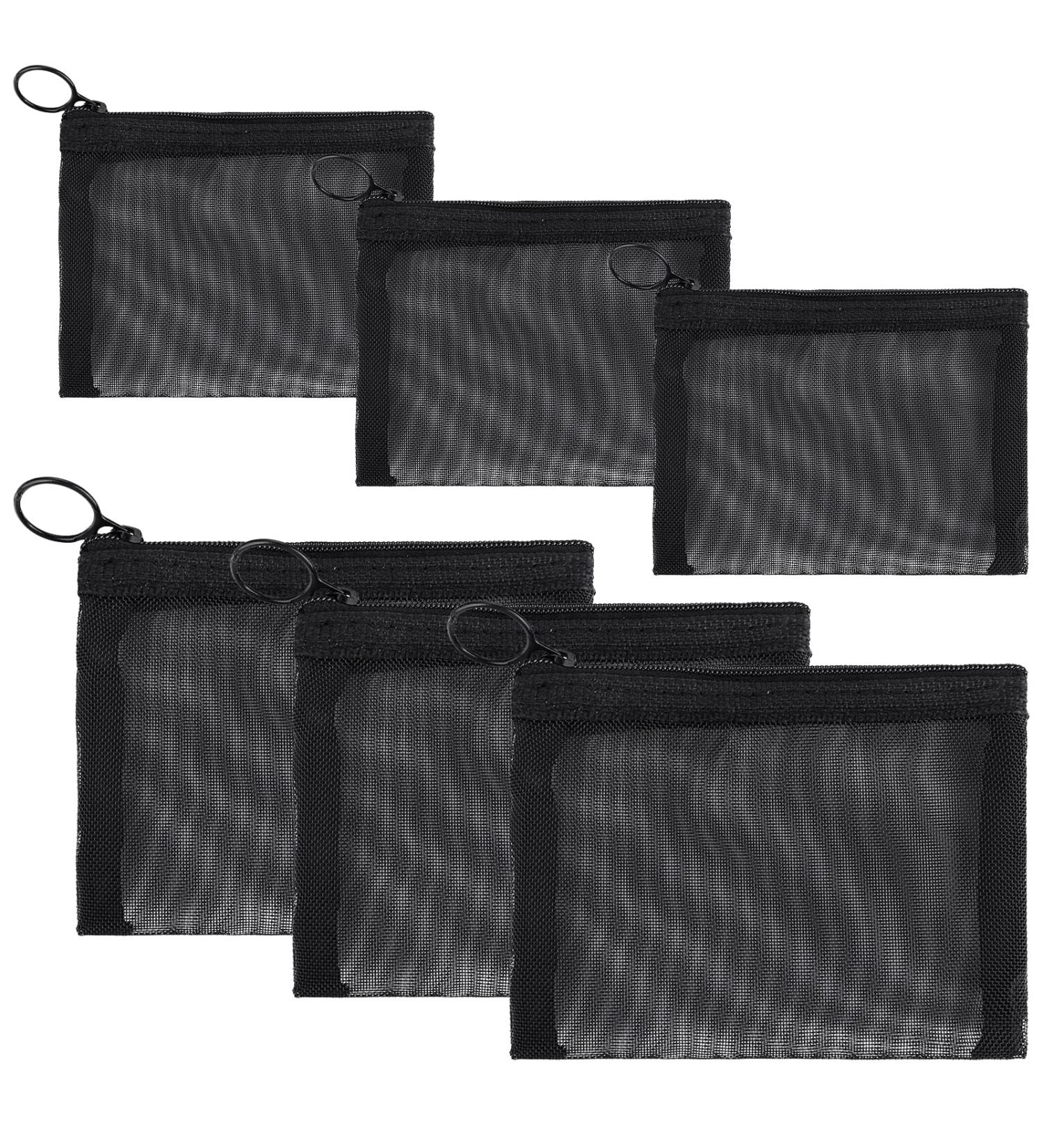 Sibba Mini Culture Bag Set - 6 Pieces Waterproof Nylon Makeup Organizer with Zip Pocket | Travel Accessories & Cosmetics Storage Black (12x9.5cm + 21x15cm) - Buy Online on GoSupps.com