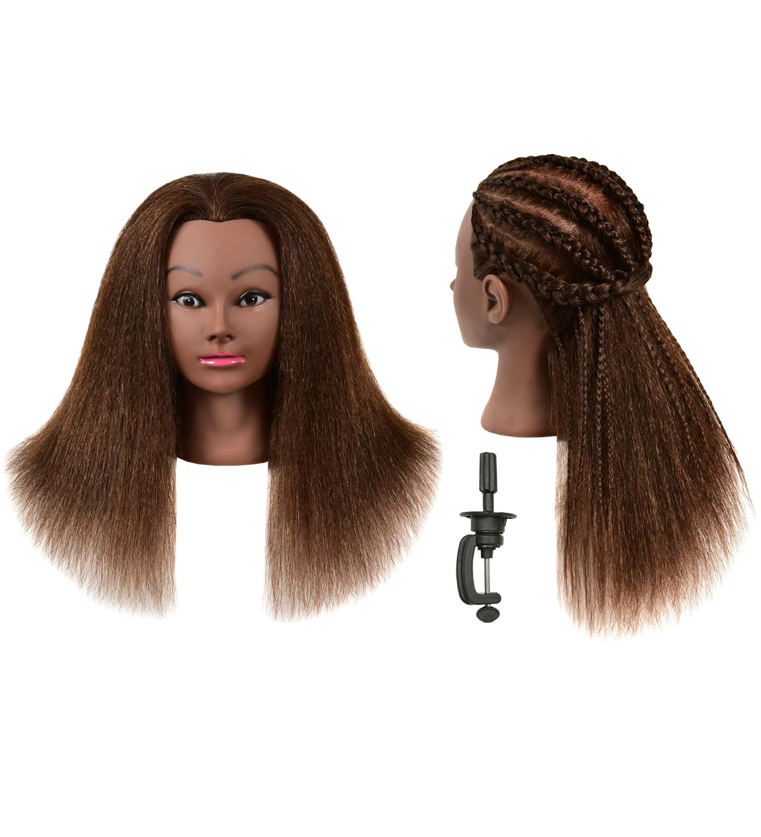 TIANYOUHAIR 22 Inch Real Human Hair Mannequin Head with Stand - Brown - Buy Online on GoSupps.com