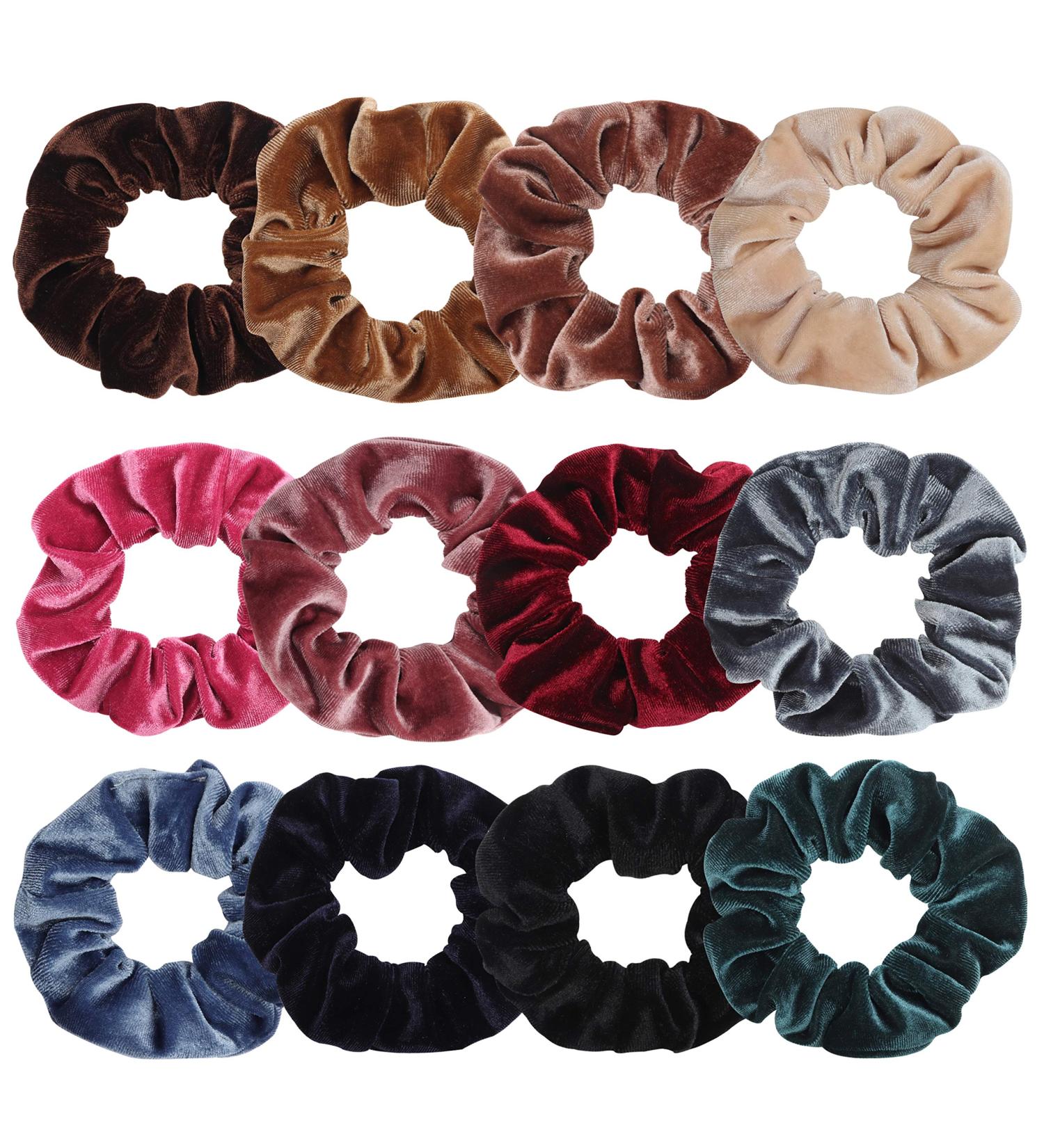 Kurtzy Haargummis Scrunchies Samt (12 pc) | Soft Velvet Hair Bands for All Hair Types - Colorful & Durable Hair Accessories - Buy Online on GoSupps.com