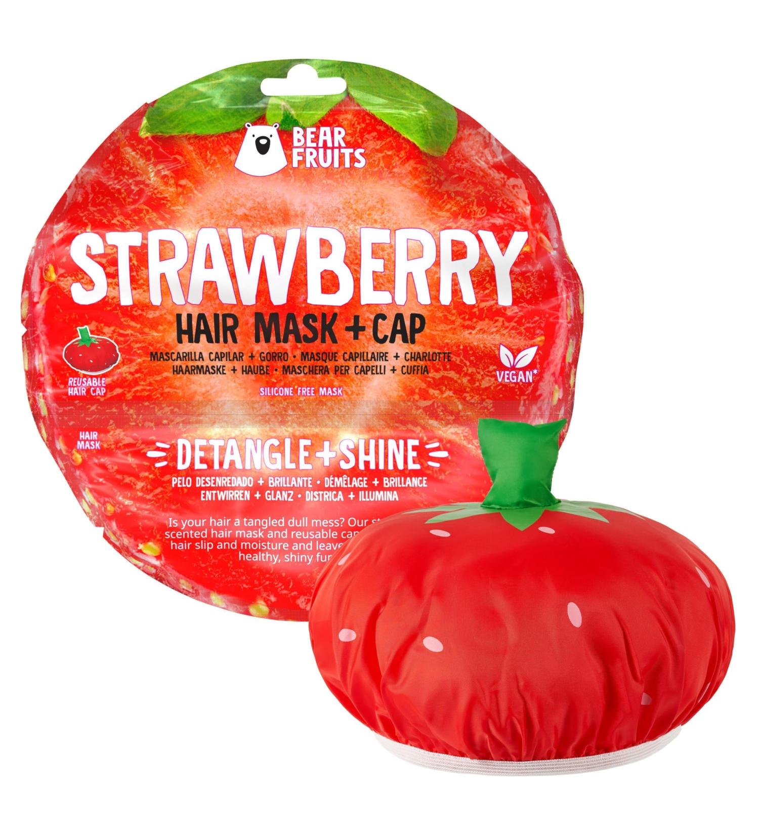 Bear Fruits Strawberry Detangling & Shine Hair Mask with Reusable Cap - 20ml | International Shipping Available - Buy Online on GoSupps.com
