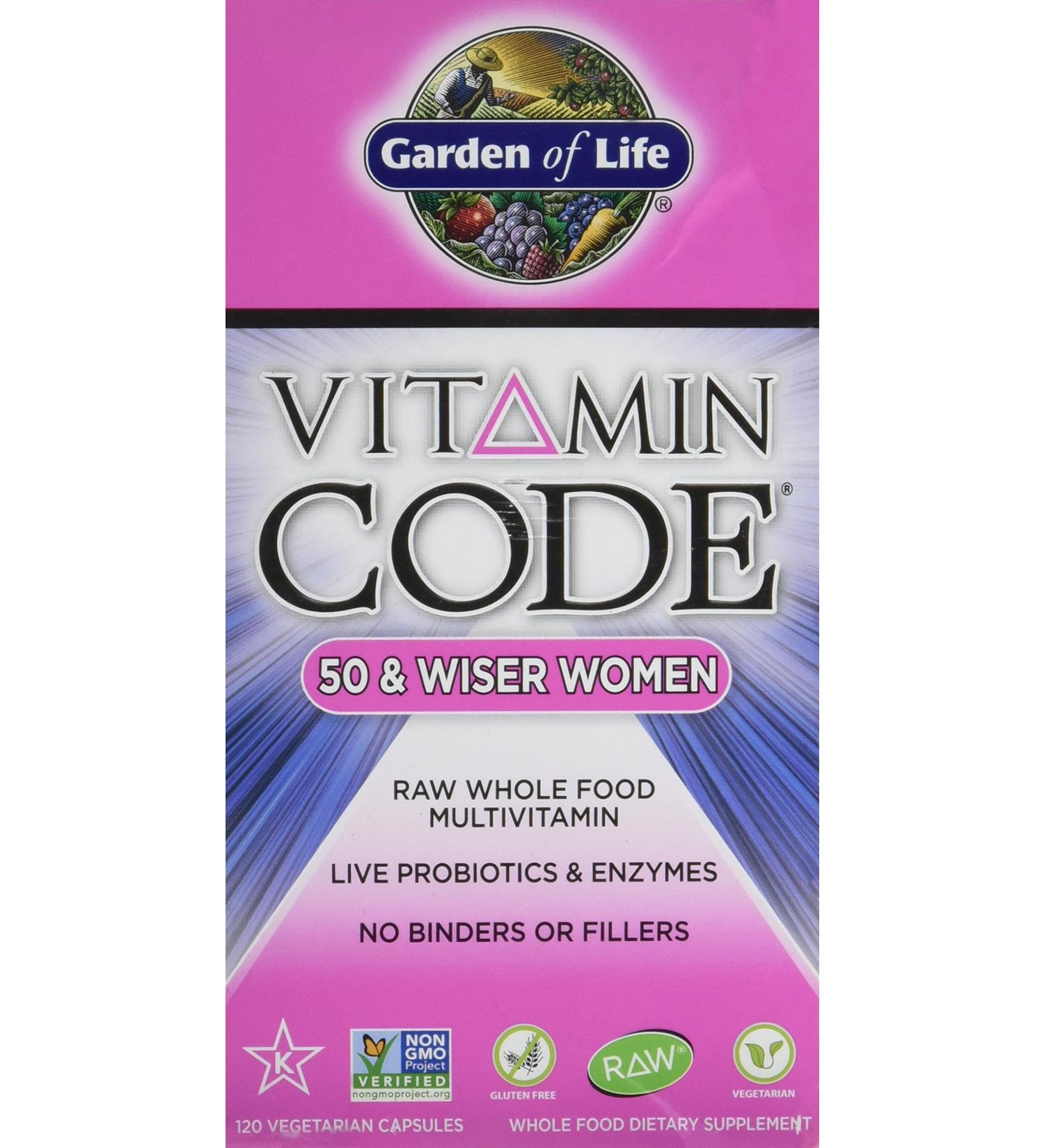 Garden of Life Vitamin Code 50 & Wiser Women - RAW Whole Food Multivitamin 120 Veggie Capsules - Buy Online on GoSupps.com