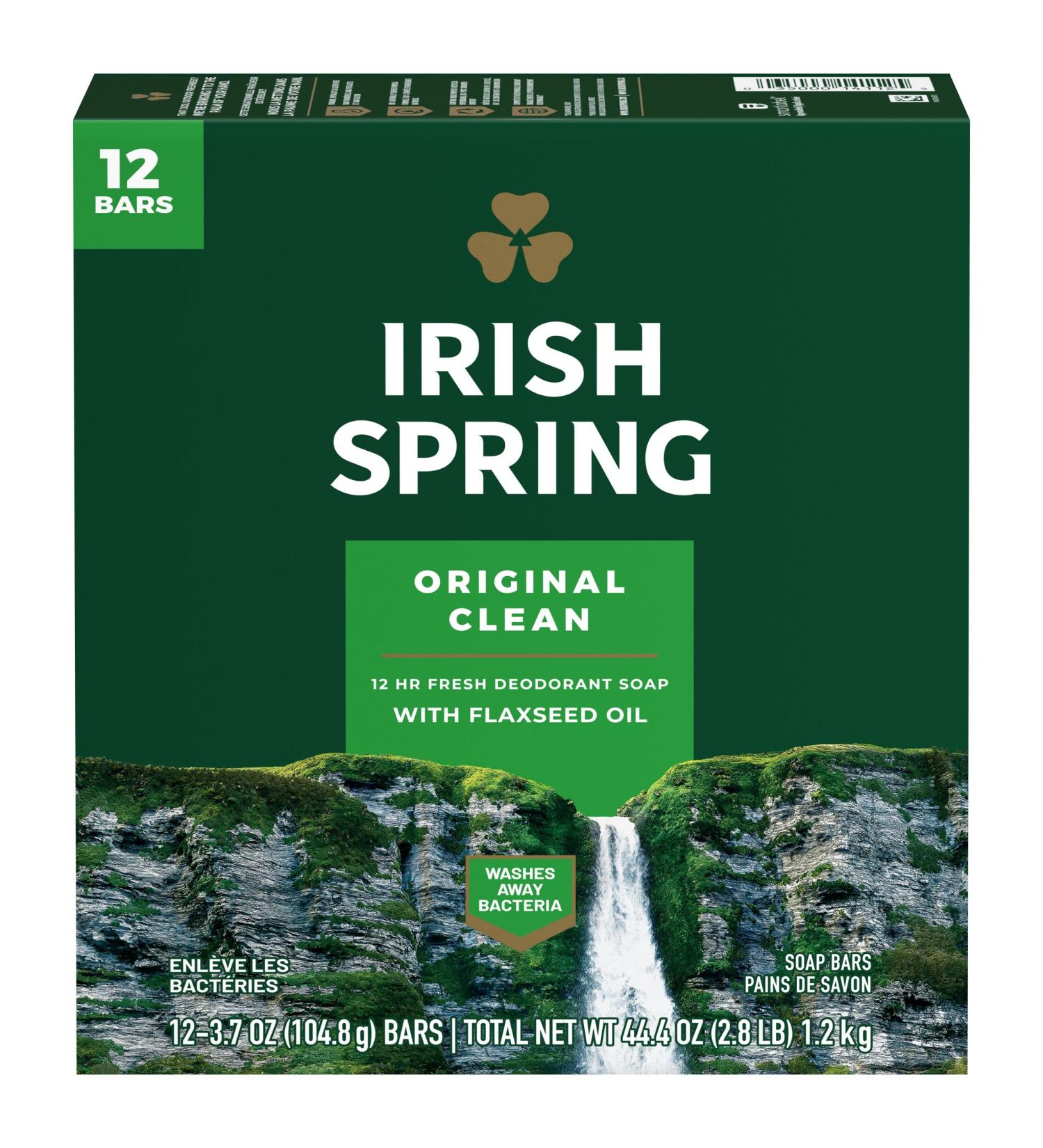 Irish Spring Bath Bar Soap Original 3.75oz 12 Count - Pack of 1 | Gentle & Refreshing Skin Cleanser - Buy Online on GoSupps.com