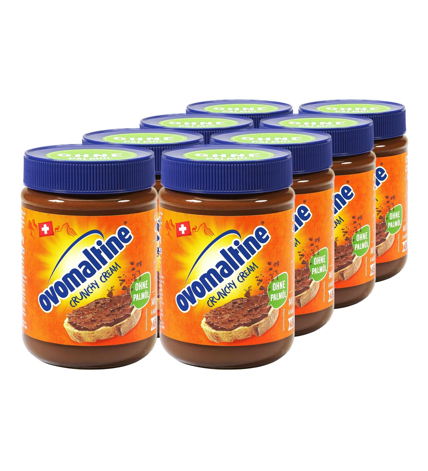 Ovomaltine Crunchy Cream Brot Spread - Palm Oil-Free Swiss Chocolate Cream with Crispy Pieces - 8 x 380g | Delicious Sweet Spread - Buy Online on GoSupps.com