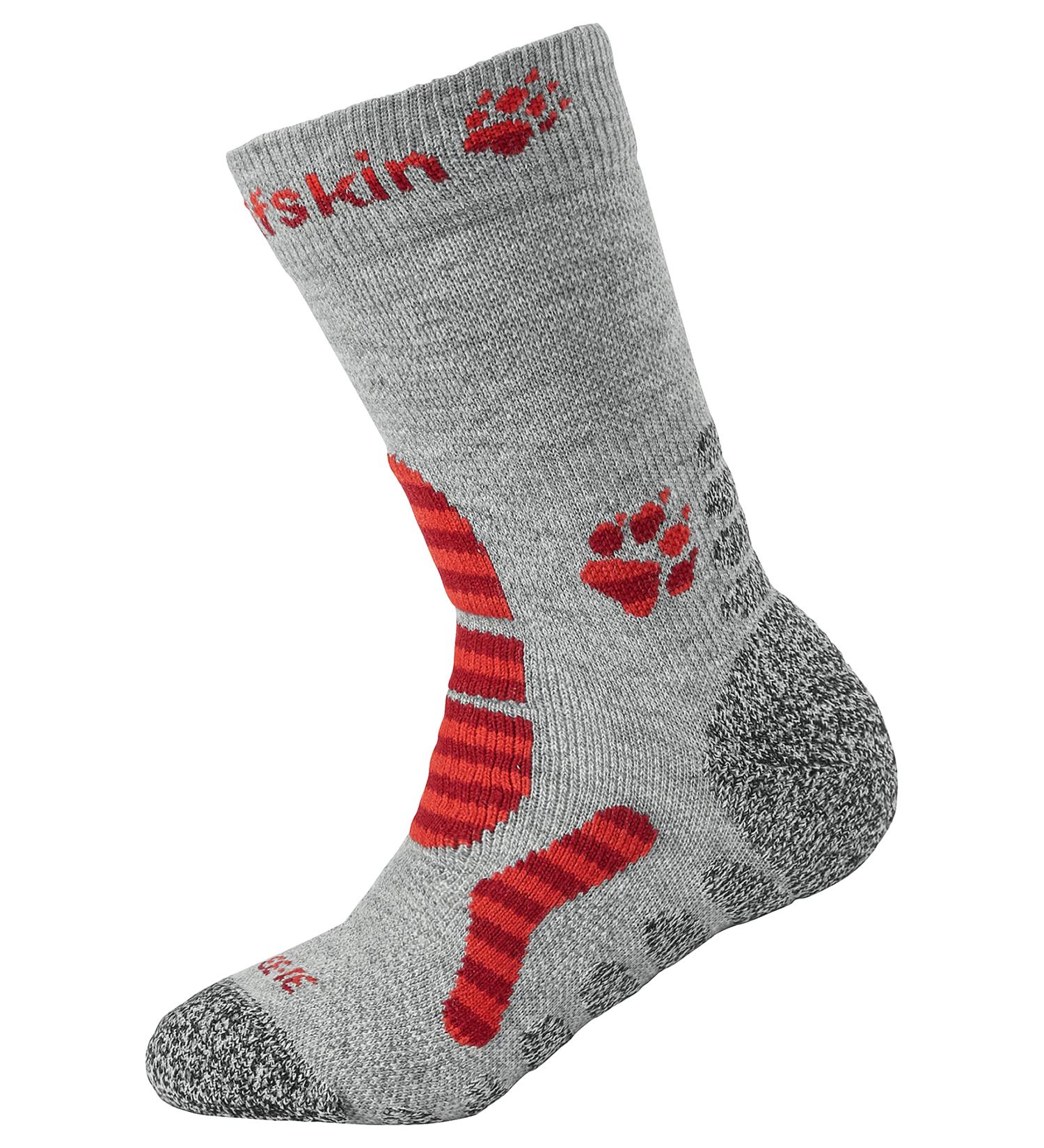 Jack Wolfskin Unisex Kids Hiking Stripe Classic Cut Socks 28-30 light grey