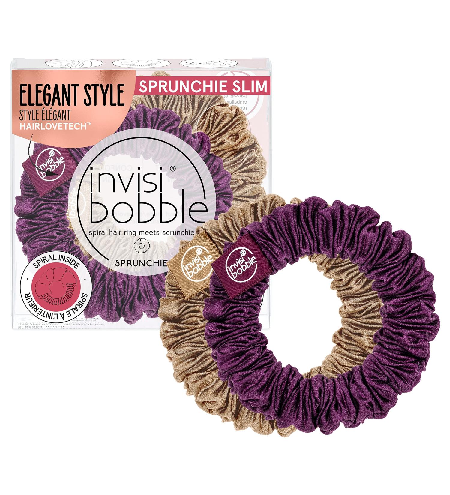 Invisibobble Slim Lila Gold - 2x Pleated Fill Hair Tie for Women | Strong Hold Hair-Friendly Scrunchie | Designed in Munich - Buy Online on GoSupps.com