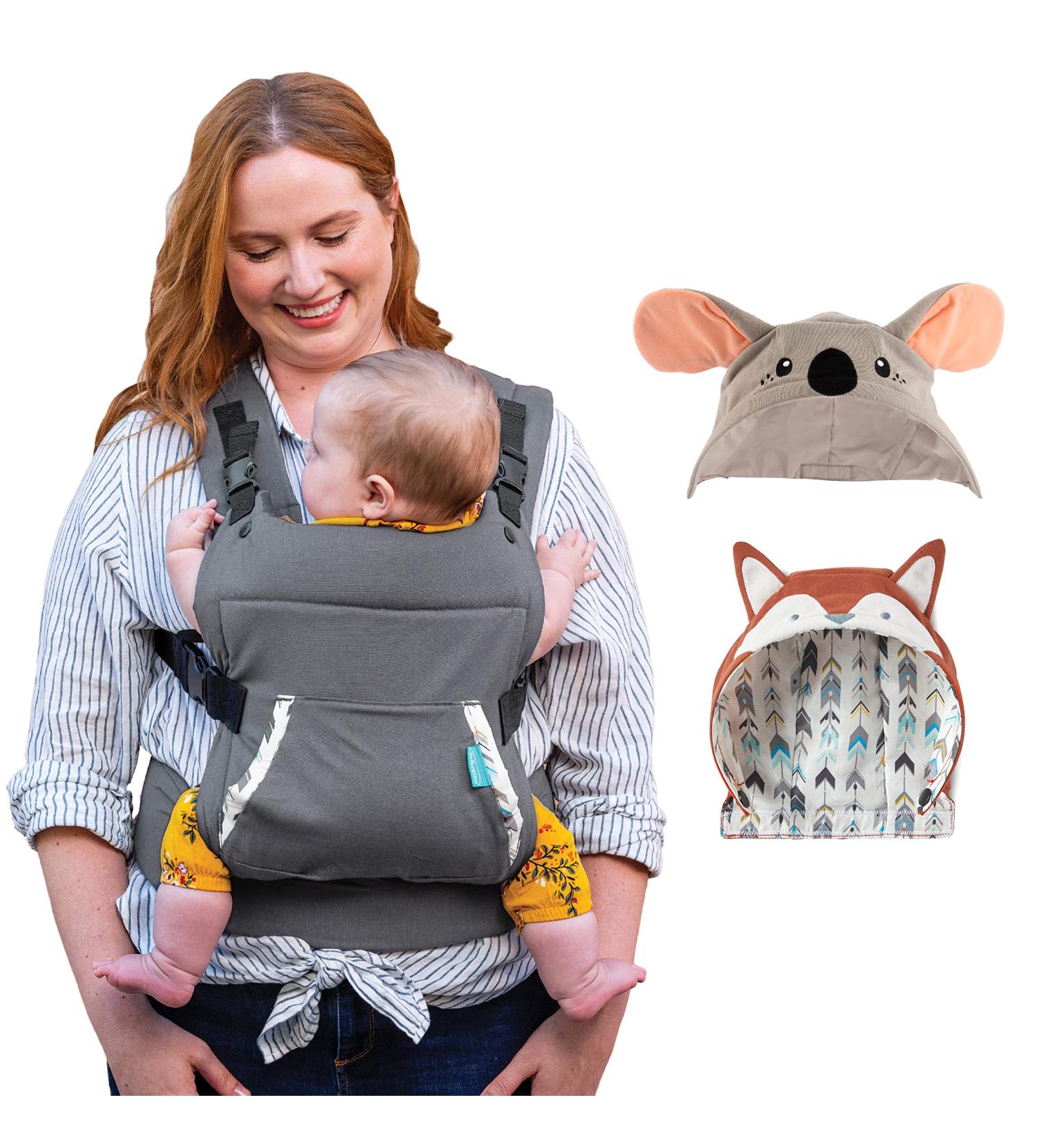 Infantino Cuddle Up Hoodie Baby Carrier Bundle Pack - Fox & Koala | Storage Pocket, Lumbar Support | Newborns to Toddlers 12-40 lbs - Buy Online on GoSupps.com
