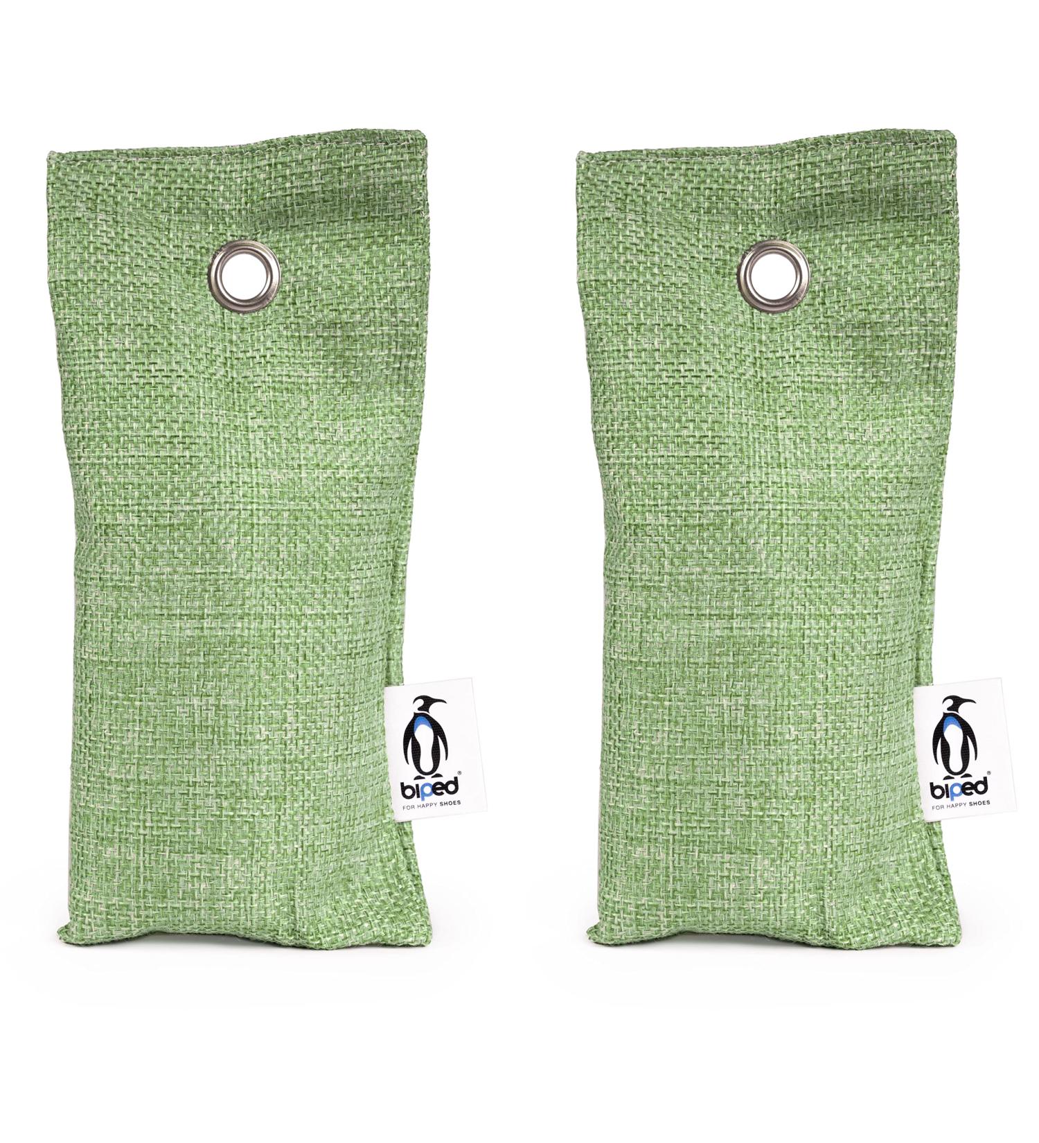 Biped Fresh!Shoe pillows with bamboo activated carbon against an outer smell - natural shoe dryer for unpleasant smelling shoes and sports bags (2x75g) odor neutralizer Z2811 (2 pieces green) 2x green