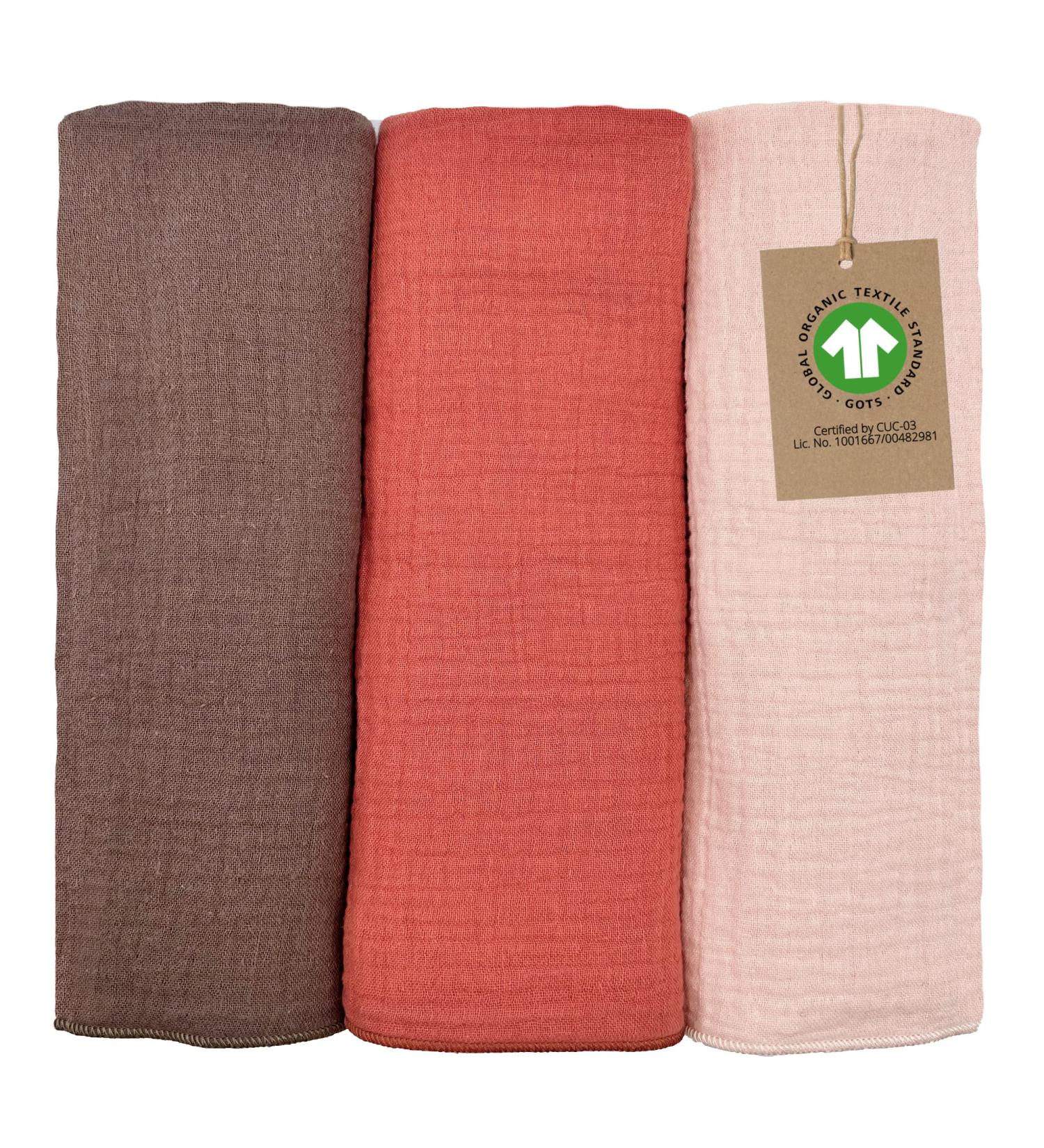 Mimadu Bio GOTS Baby Muslin Spit Towels Set - Organic Cotton Spitting Cloths for Girls (30x60 cm Blossom 3 Pack) - Buy Online on GoSupps.com
