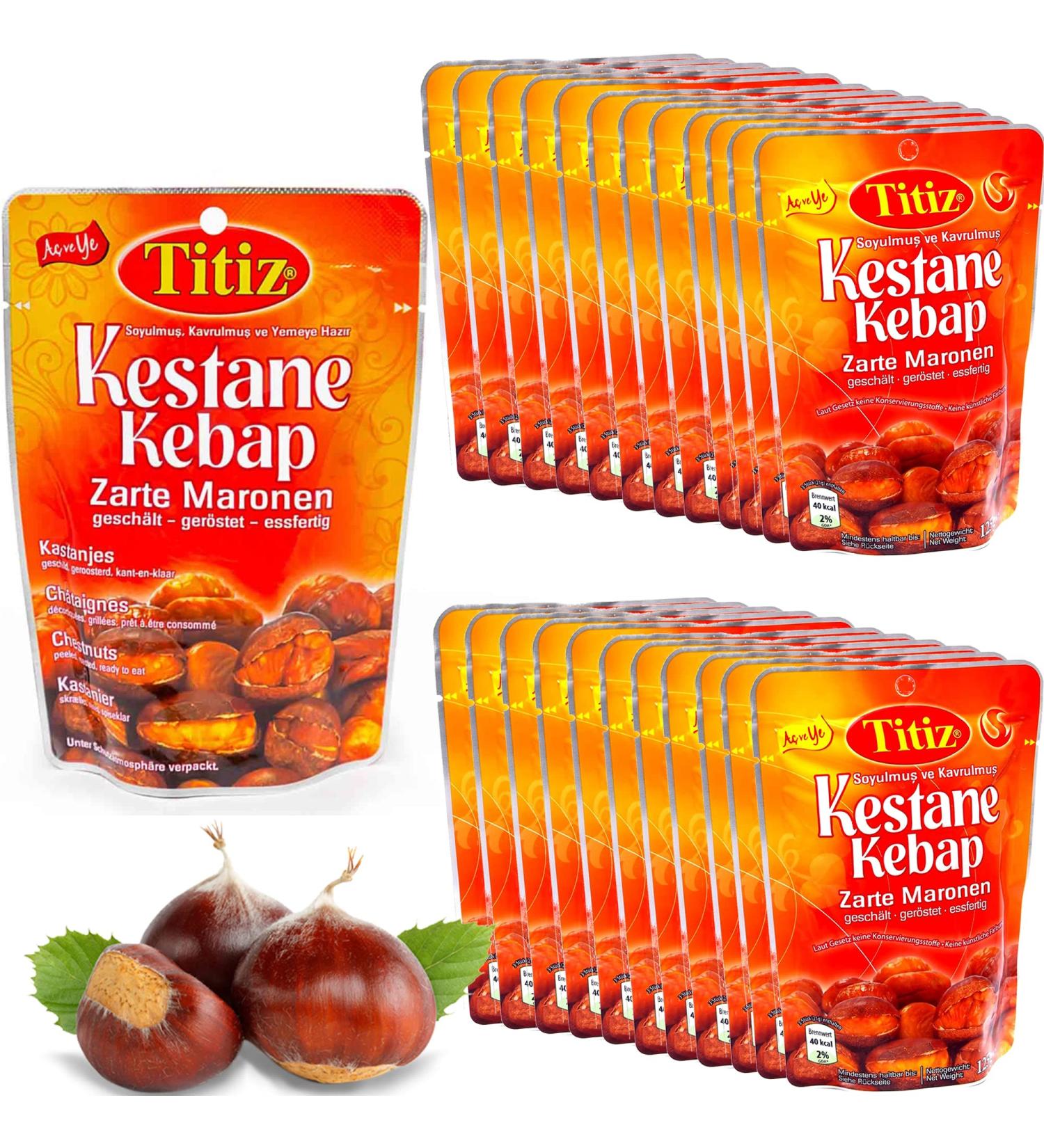 Buy Titiz Cooked Ready-to-Eat Chestnuts (24x125g) - Tender Sweet Vegan Gluten-Free Party Snack - Buy Online on GoSupps.com