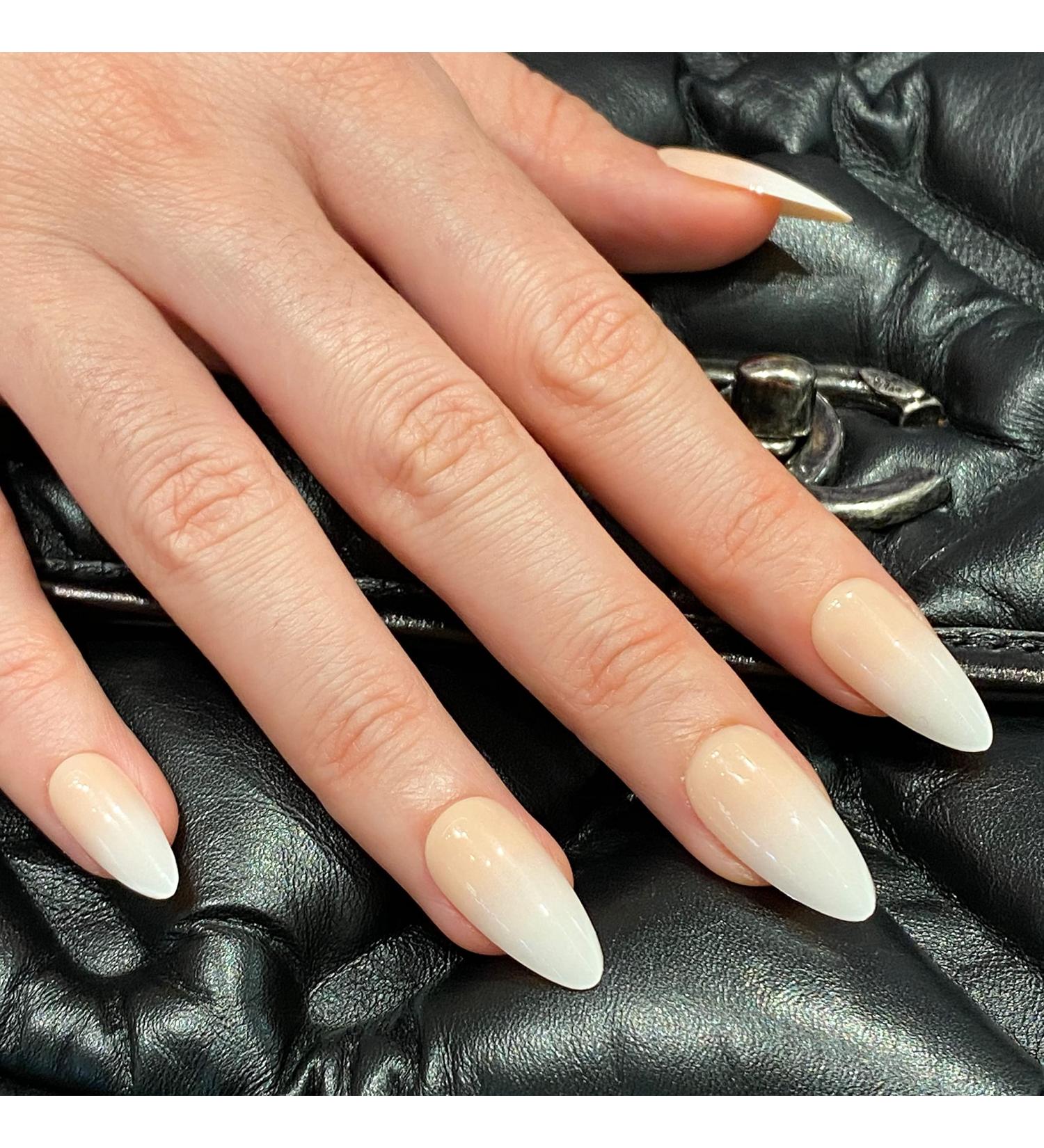 Novaly Ombre Nude Gradient French Tip False Nails - Short/Medium Almond White Pink Press On Nails Kit - Buy Online on GoSupps.com