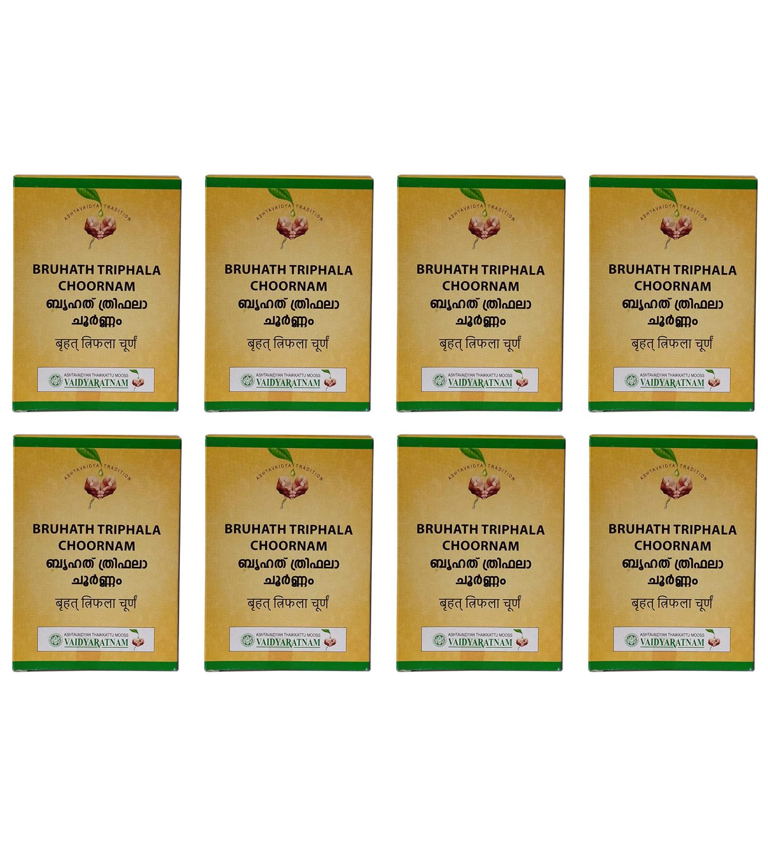 Pack of 8 - Vaidyaratnam Bruhath Triphala Choornam - 100g