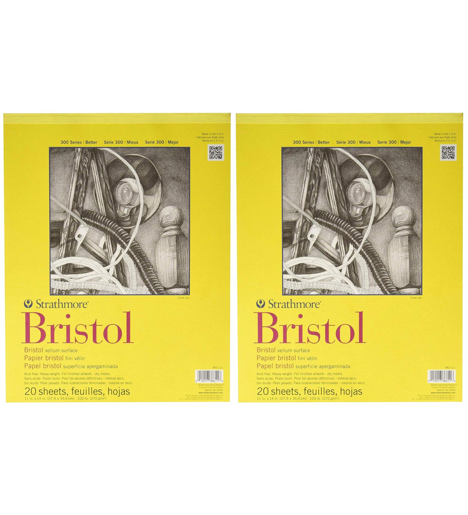 2-Pack - Strathmore 300 Series Bristol Vellum Pad 11x14 Tape Bound 20 Sheets per Pack