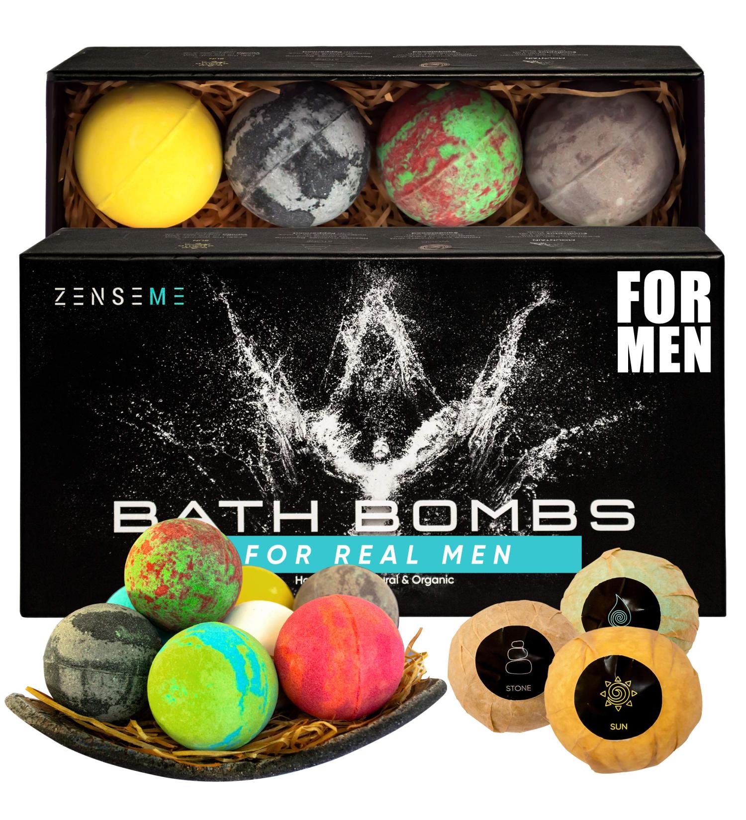 ZenseMe Bath Bombs for Men Gift Set - 8 Scented Organic Handmade Bombs with Essential Oils - Buy Online on GoSupps.com