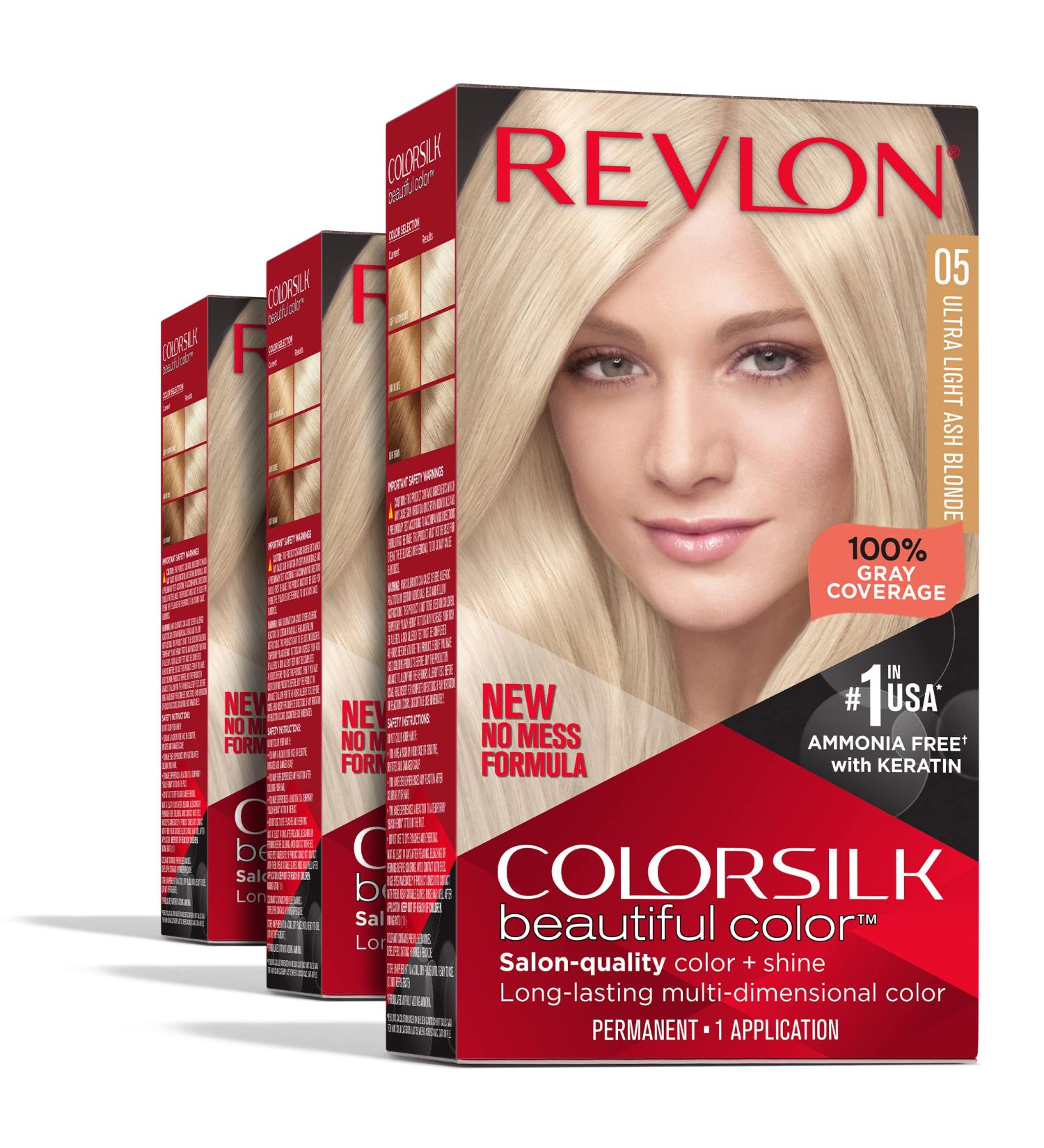 Revlon Colorsilk Permanent Blonde Hair Dye 05 Ultra Light Ash Blonde | Pack of 3 | Ammonia-Free with Gray Coverage, Keratin & Amino Acids - Buy Online on GoSupps.com