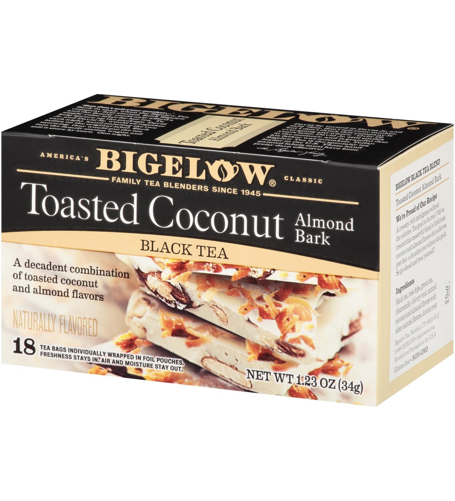 Bigelow Th noir grill la noix de coco et l' corce d'amande 18 sachets de th 34 g - Buy Online on GoSupps.com