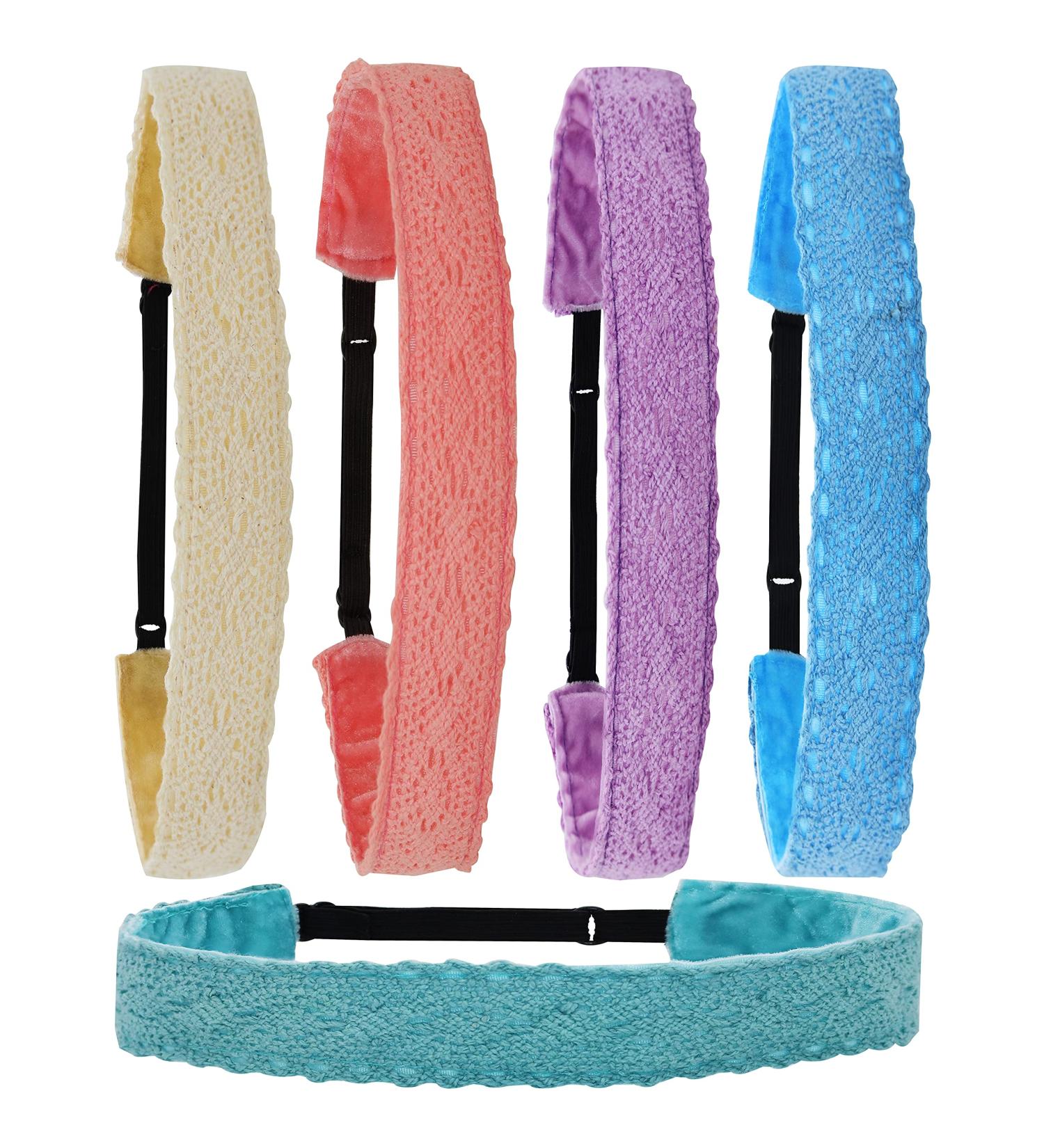FROG SAC 5 Lace Headbands for Girls - Adjustable Non-Slip Elastic Headwraps - Cute Hair Accessories for Kids - Pastel Lacy Design - Birthday Party Favors - Buy Online on GoSupps.com