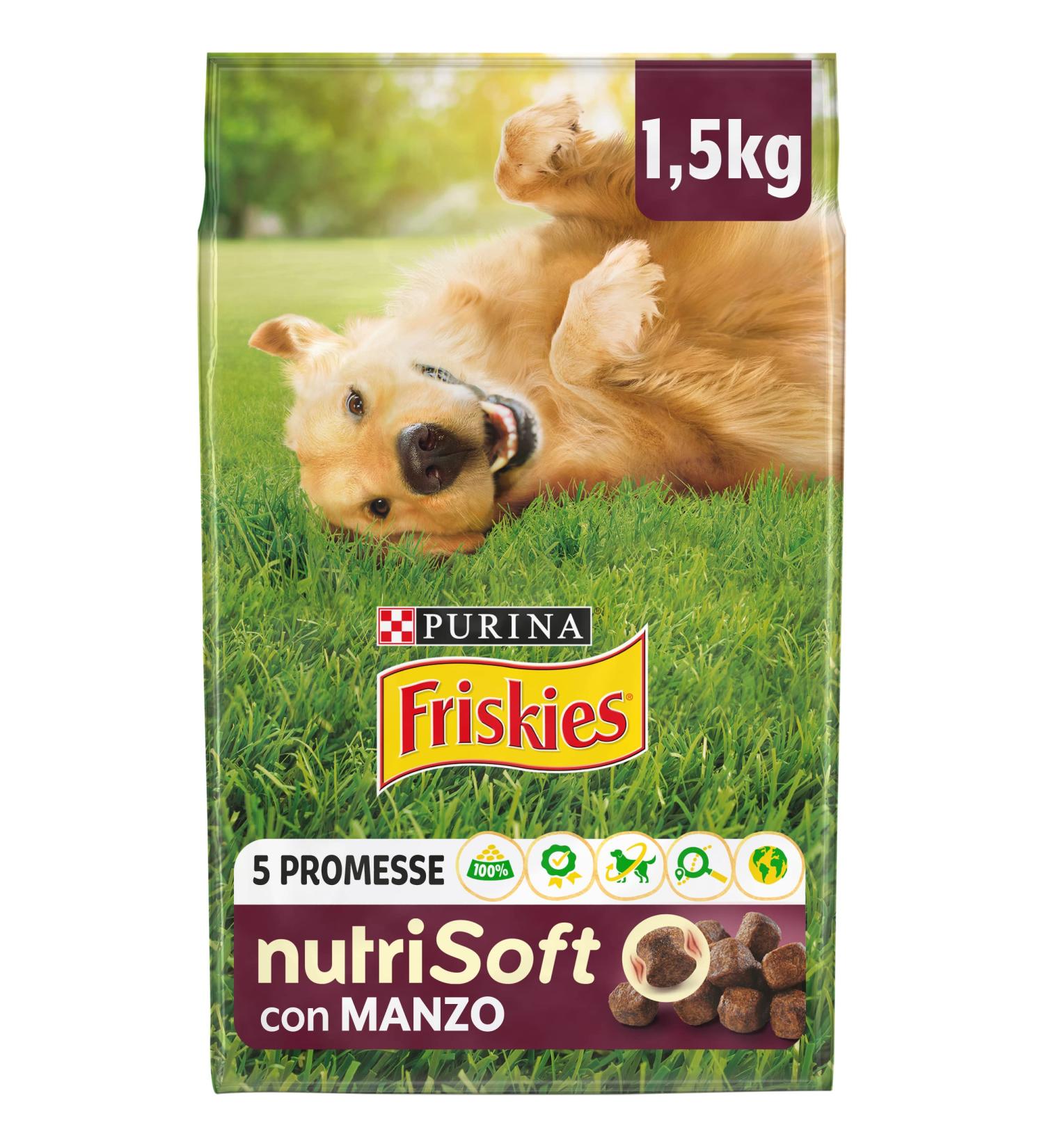 PURINA FRISKIES Nutri Soft 5 Promises Adult Dog Food with Beef 6 Bags of 1.5 kg - Buy Online on GoSupps.com