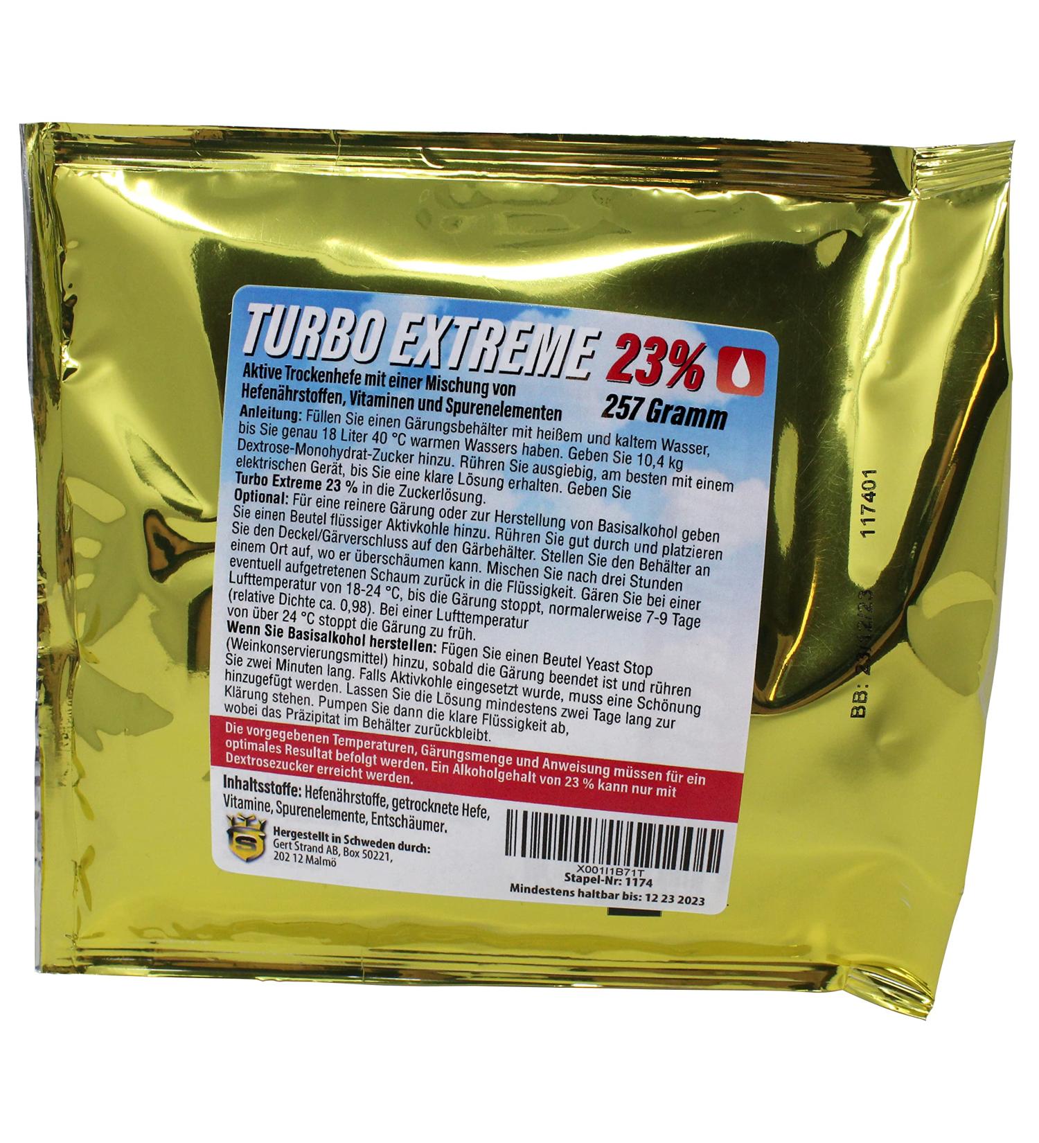 Prestige Turbo Xtreme Disillerie yeast 23 percent - active turbohefe for the home brewery for the production of motor alcohol base alcohol and drinkable alcohol