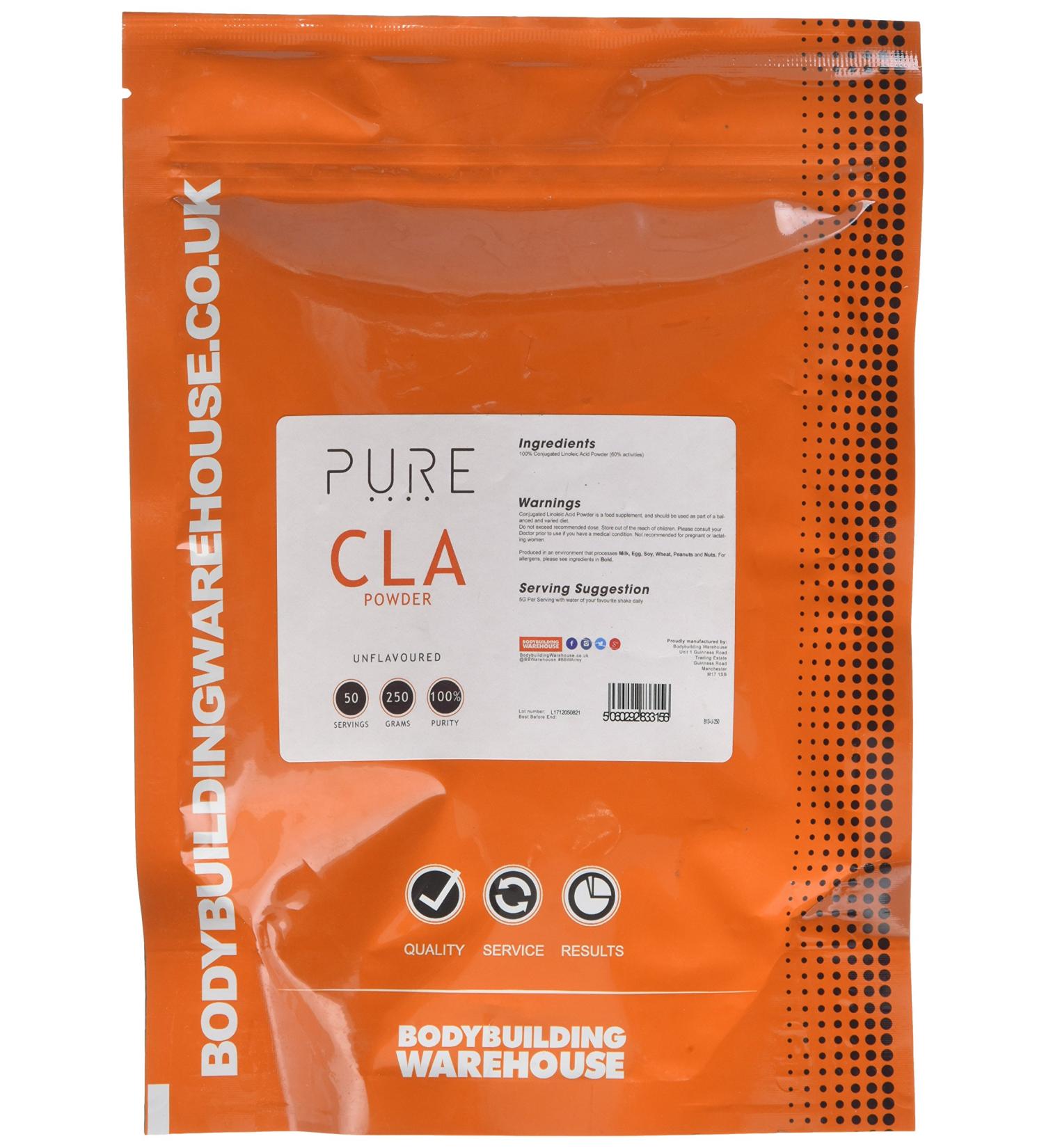 Bodybuilding Warehouse Pure CLA Powder 250g - Unflavoured Conjugated Linoleic Acid Supplement - Buy Online on GoSupps.com
