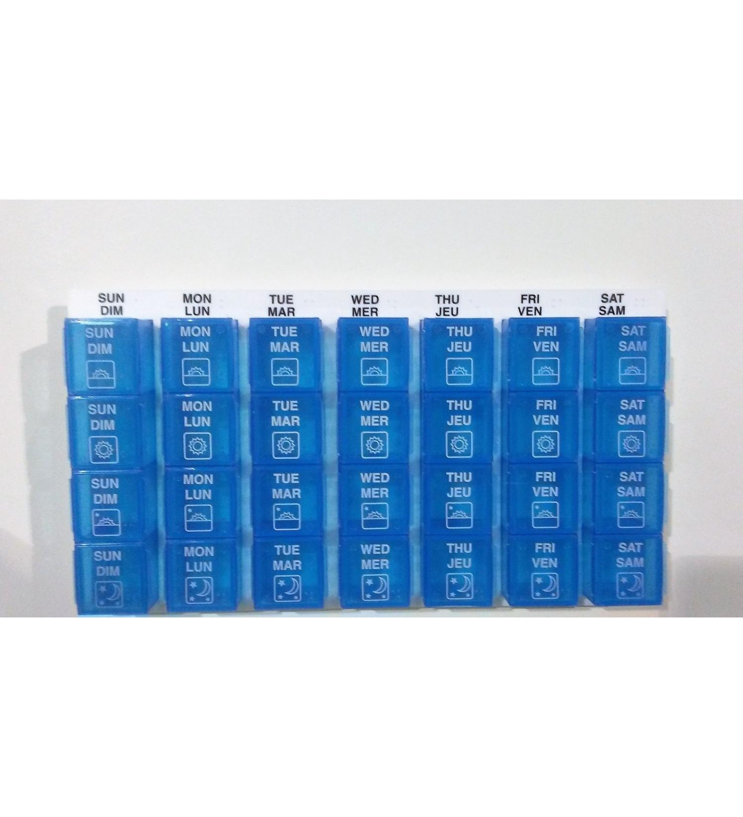 Weekly 1-Day-at-A-Time Medication Organizer - Four-A-Day Pill Dispenser for Easy Medication Management | International Shipping Available - Buy Online on GoSupps.com