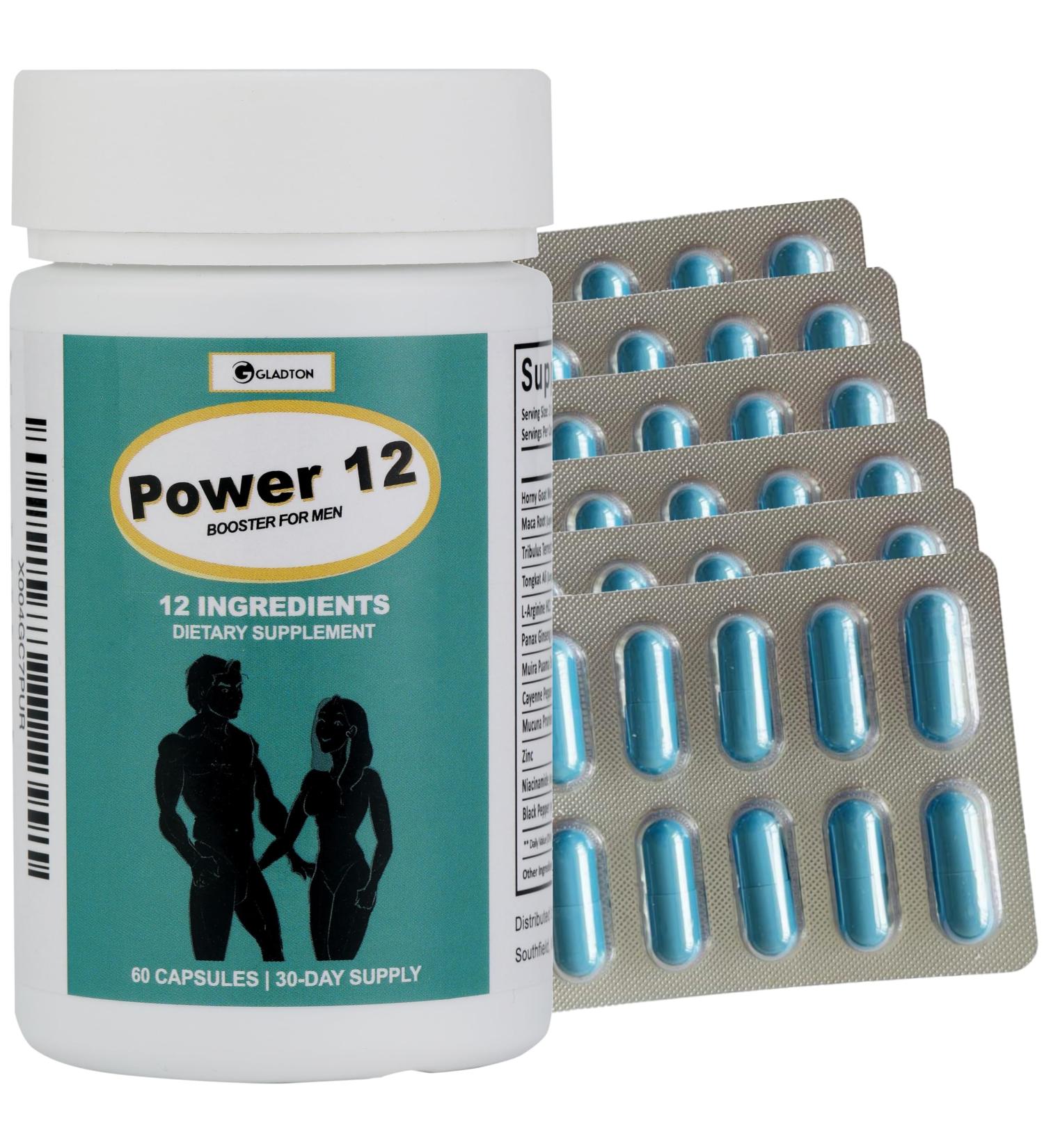 Power 12 for Men s Stamina & Energy | Male Enhancing Supplement for Men Testosterone Endurance Vitality & Performance Support With 1000 mg Horny Goat Weed Tribulus & Maca | 3rd Party Lab Tested - Buy Online on GoSupps.com
