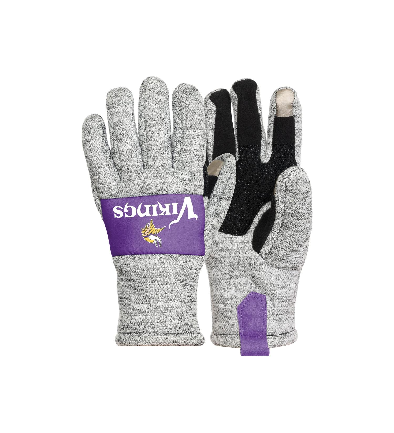 FOCO Minnesota Vikings NFL Heather Grey Insulated Gloves - L/XL | Official Team Merchandise - Buy Online on GoSupps.com