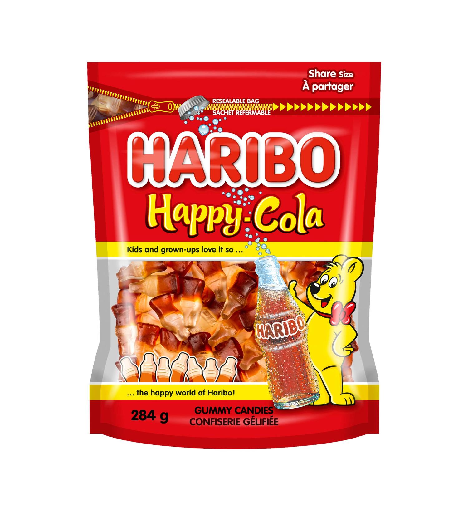 Haribo Happy Cola Gummy Candy Cola Flavoured Candy No Artificial Colours - 284g Resealable Bag Happy Cola 284 g (Pack of 1) - Buy Online on GoSupps.com