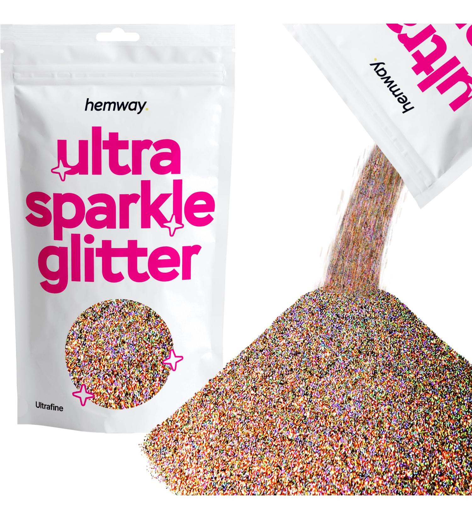 Hemway Ultra Sparkle Glitter 100g - Silver Gold Holographic Epoxy Resin for Arts, Crafts, Body, Nail, Hair - Cosmetically Safe - Buy Online on GoSupps.com