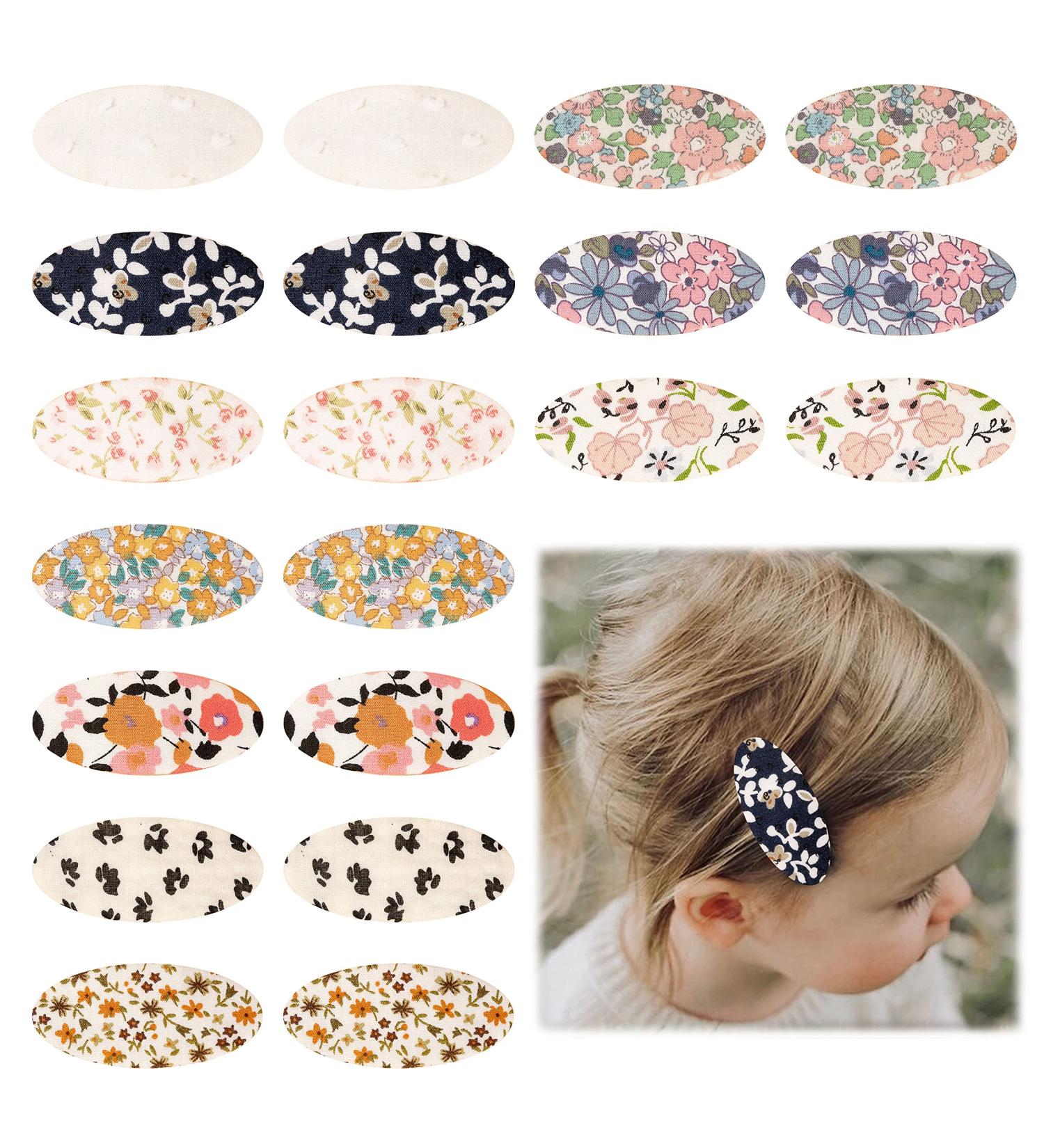 20 Pcs Floral Snap Hair Clips for Women, Girls, Baby, Toddler, Teen - No Slip Metal Barrettes Hair Accessories - Buy Online on GoSupps.com