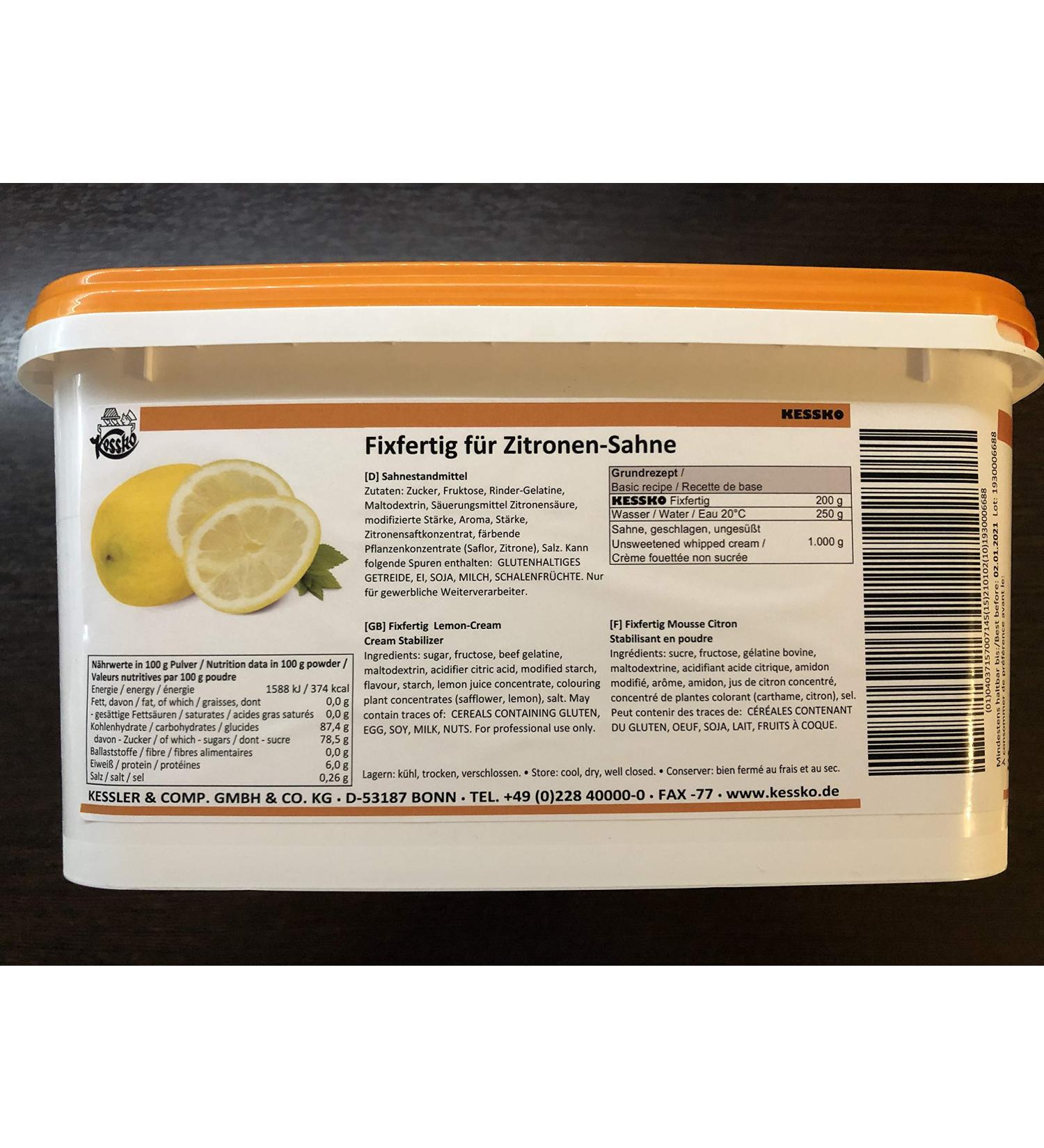 Lemon Kessko cream stock 900 g cream stand cream stiffener cream 0.9 kg (lemon)
