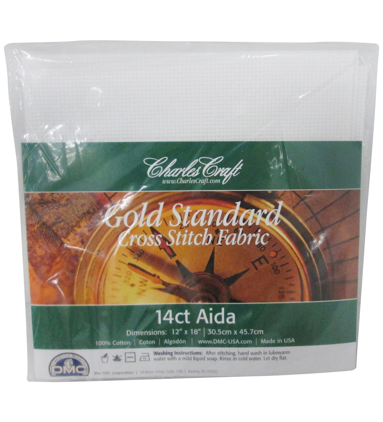 DMC Charles Craft Gold Standard Aida 14 Count 12"X18", White
