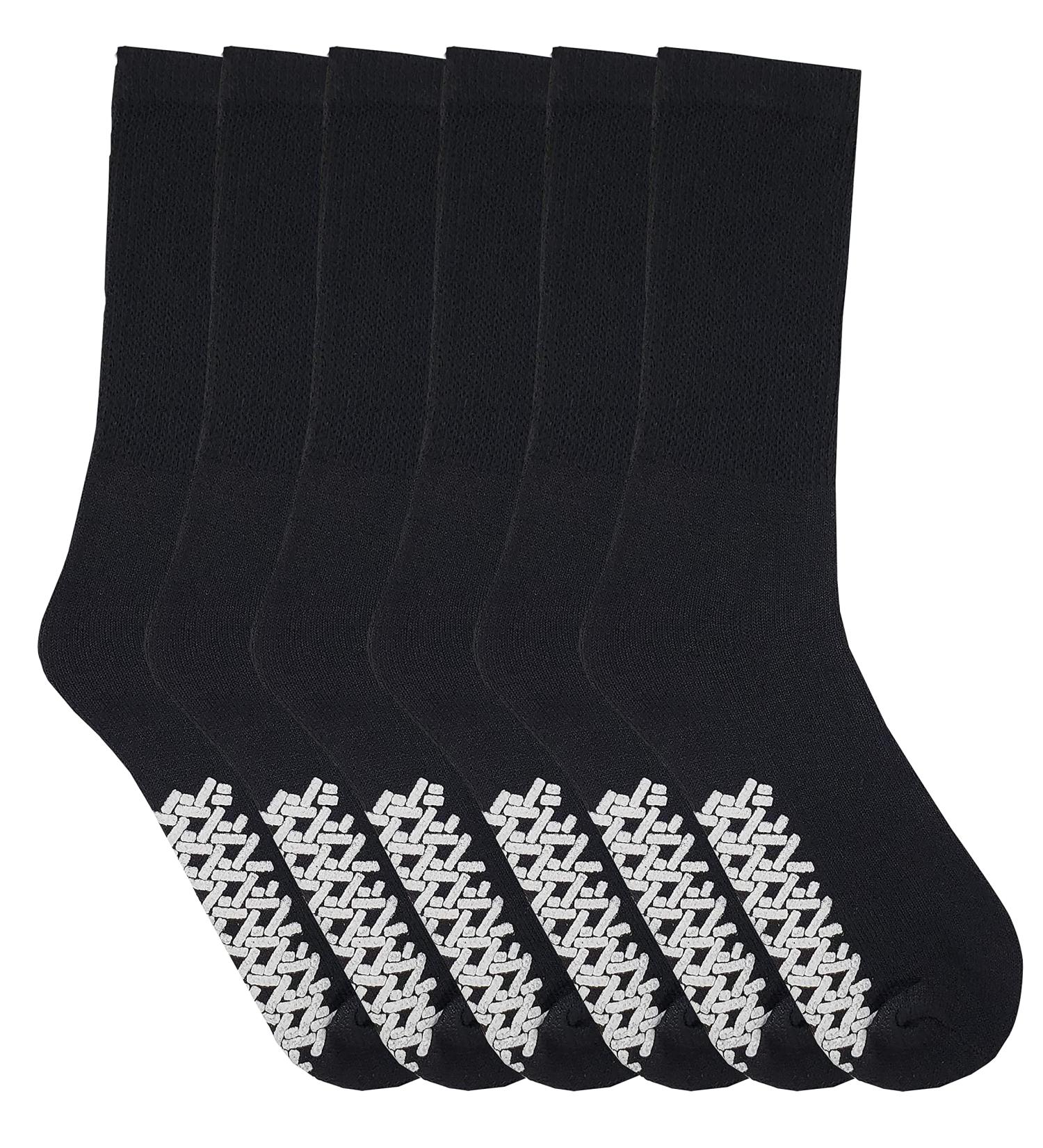 Different Touch Diabetic Socks with Grip | Non-Binding Top | Anti-Skid Cotton | Men or Women (Pack of 6) | Size 9-11 | Black - Buy Online on GoSupps.com