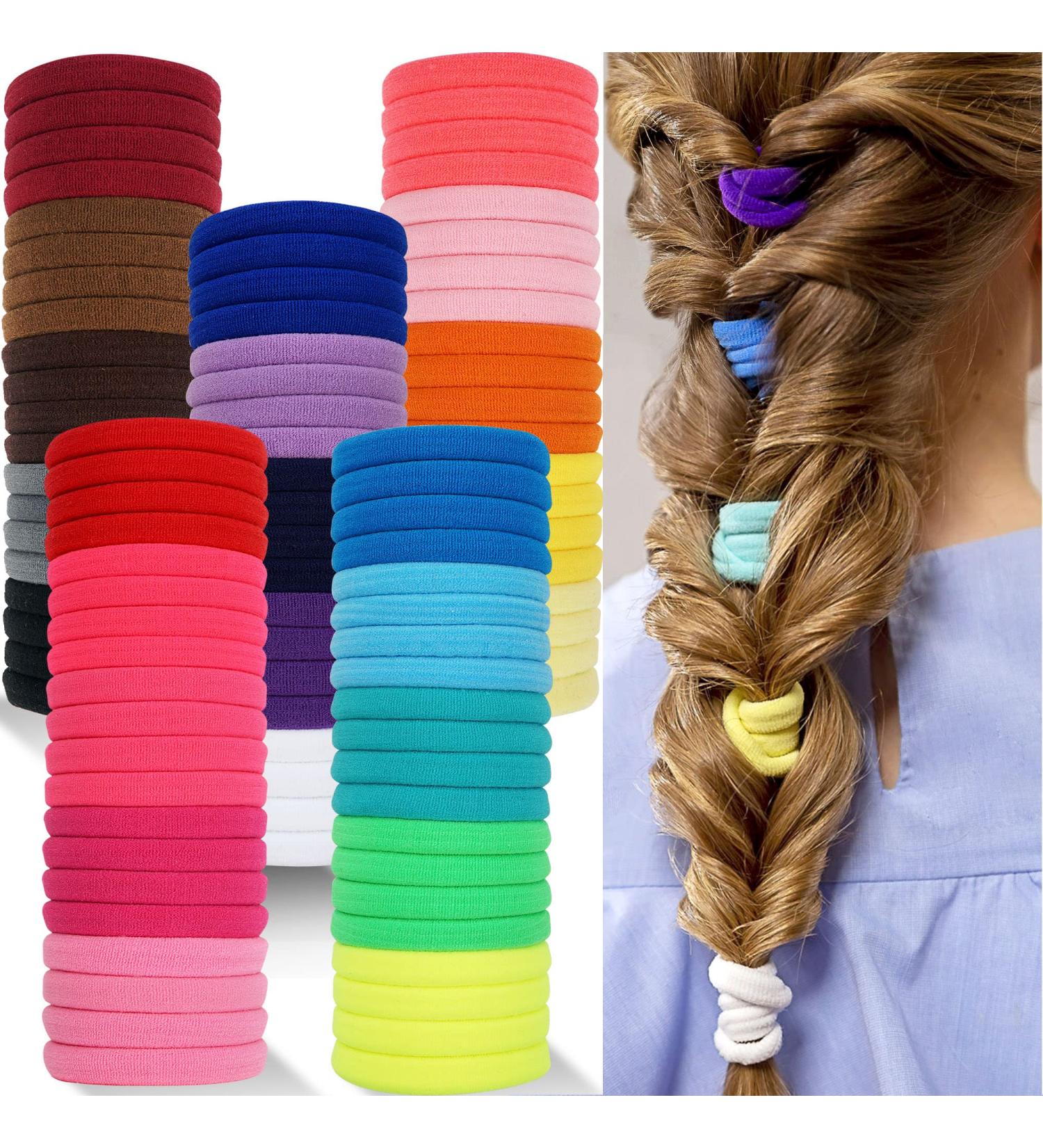 100PCS Seamless Nylon Hair Ties for Women, Girls, Toddlers & Kids - No Crease Elastic Hair Bands (4CM) - Ponytail Holders for Thin Hair - Buy Online on GoSupps.com