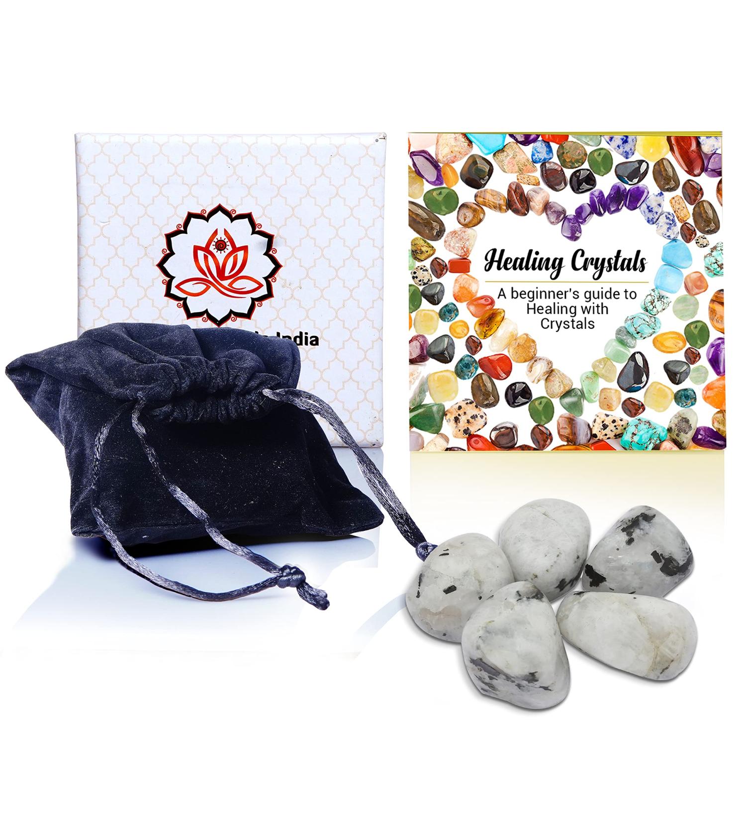 Rainbow Moonstone Tumbled Stones - 5 Piece Healing Crystals Set for Beginners - Buy Online on GoSupps.com