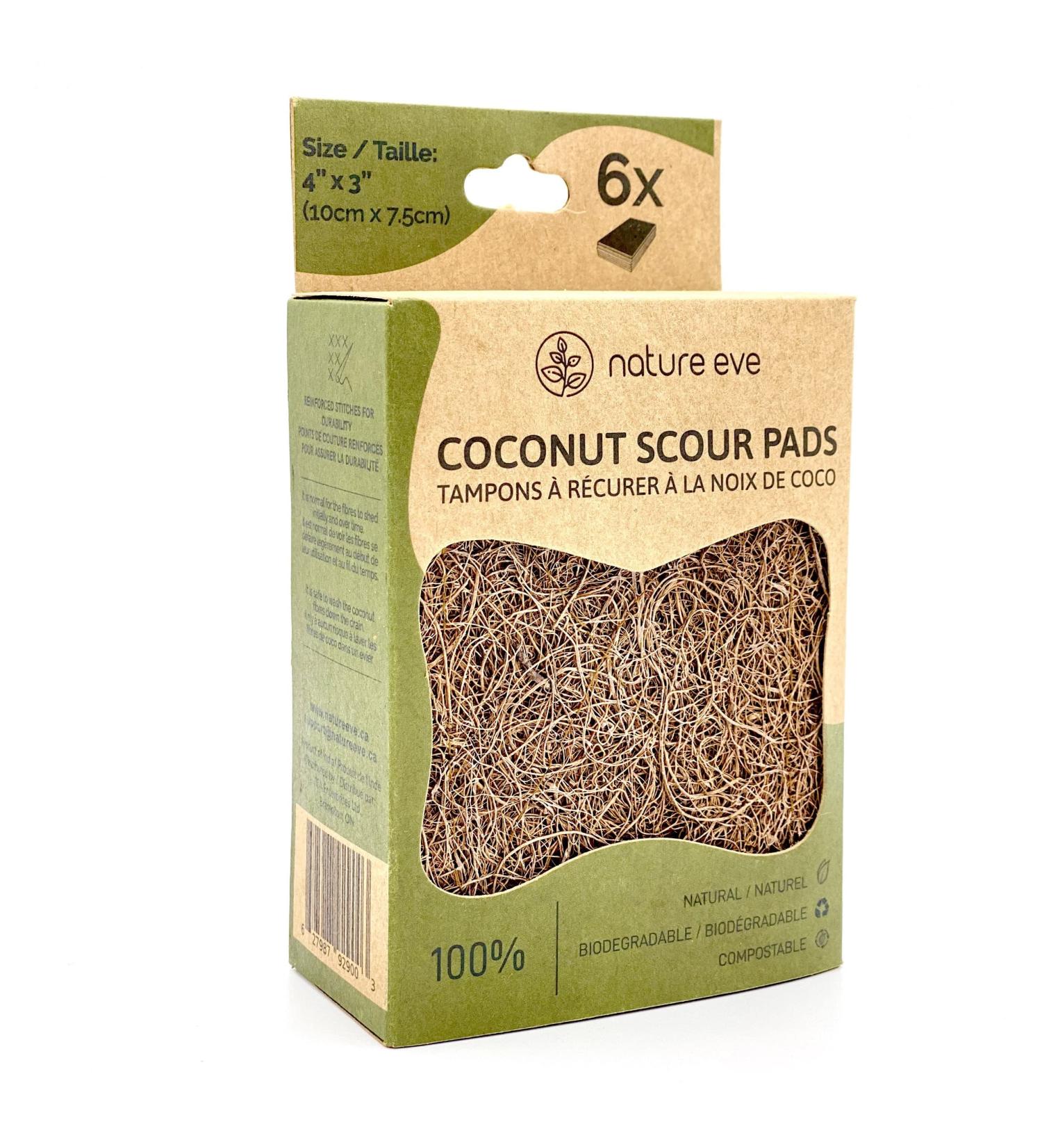 Biodegradable Natural Coconut Fiber and Rubber Latex Kitchen Scouring Pads Compostable Eco-Friendly Scrubber Non-Scratch Plastic-Free Scrubbers for Dishes and Cleaning 6 Pack - Buy Online on GoSupps.com