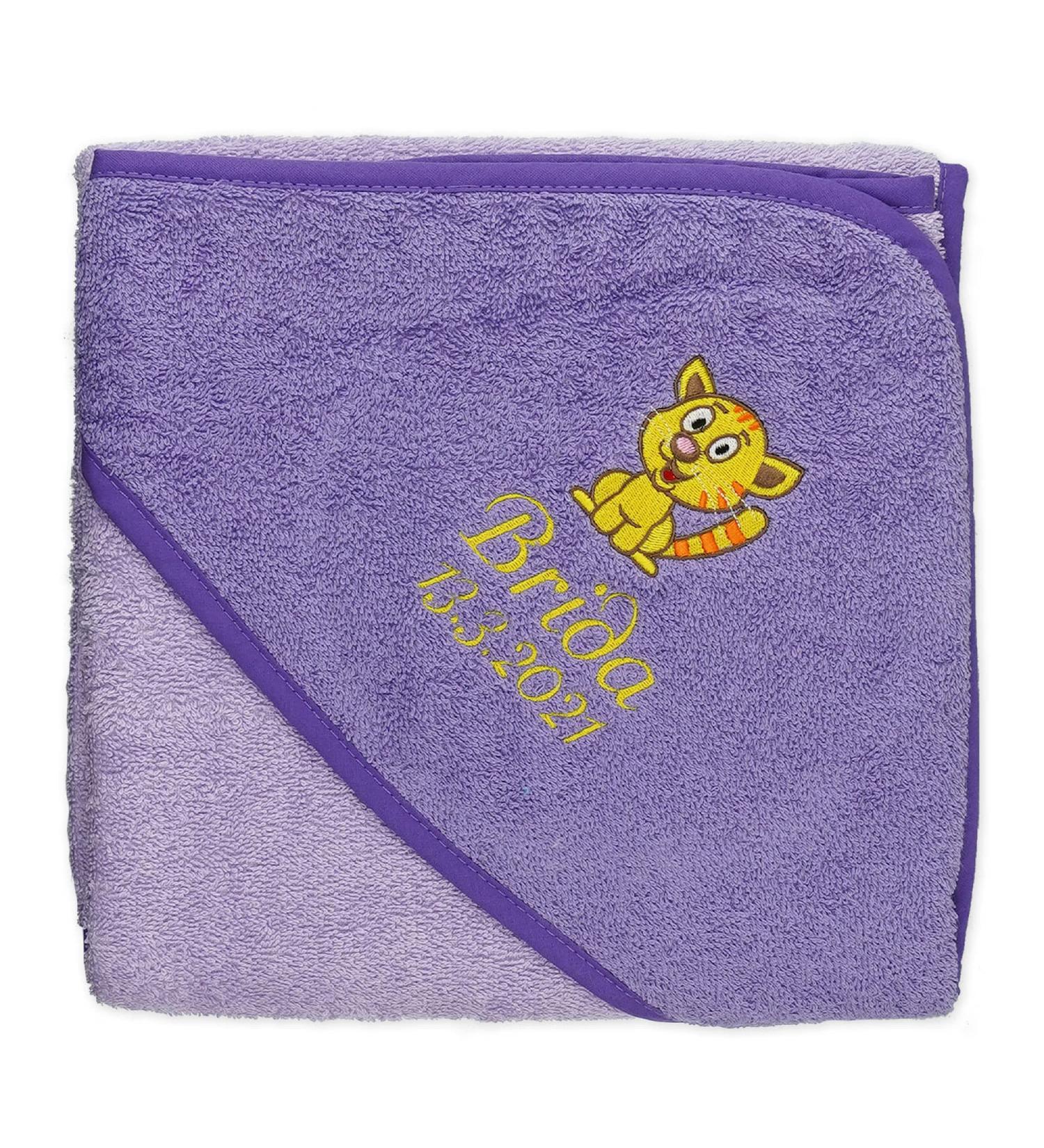 Personalized Wolimbo Hooded Towel for Baby & Children - Purple Lilac 80x80 cm - Custom Name & Motif - Buy Online on GoSupps.com