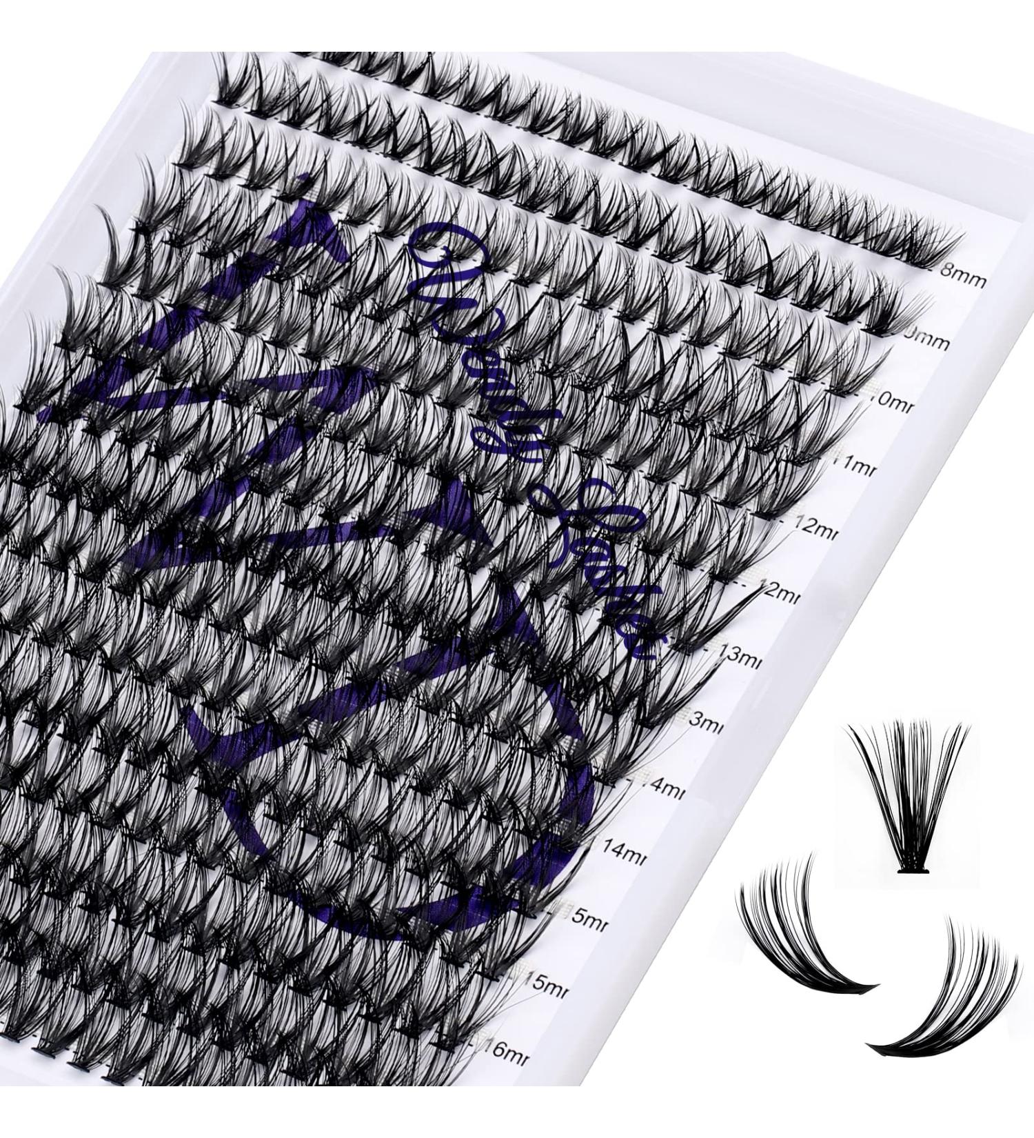 300PCS DD Curl 40D 0.07mm Cluster Lashes Extension - DIY Eyelash Extensions Kit - Mixed Lengths 8-16mm - Wide Stem Individual Eyelashes - Full Set for Home Use - Cluster-40D-0.07-DD-MIX8-16 RR-8-16mm - Buy Online on GoSupps.com
