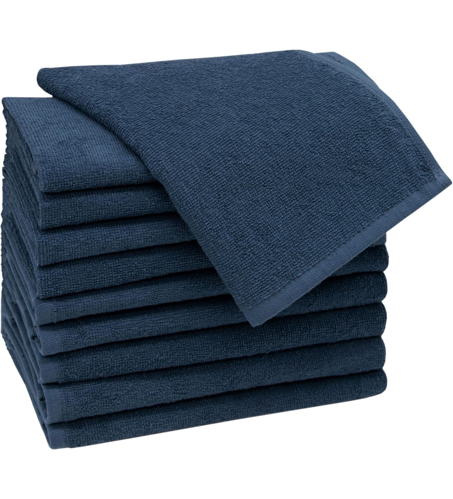 Zollner 10 Set Dark Blue Guest Towels 30x50 cm - Soft Strong & Hotel Quality - Washable Cotton with Hanger - Buy Online on GoSupps.com