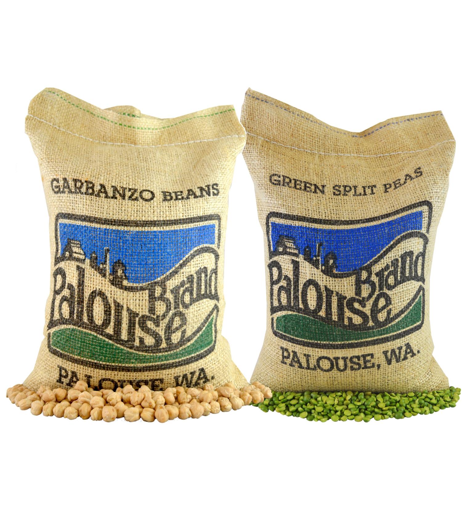 Organic Green Split Peas & Chickpeas Combo 10 lbs - Non-GMO, Non-Irradiated, Kosher - USA Grown & Field Traced - Burlap Bag (5lb x 2) - Buy Online on GoSupps.com