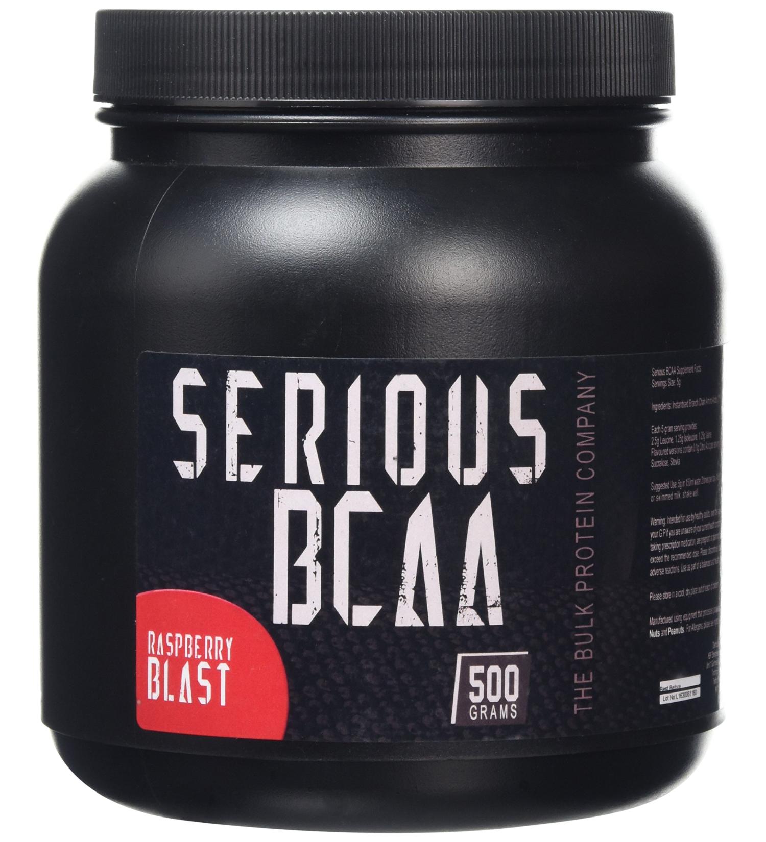 Bulk Protein Co. Serious BCAA Powder 500g - 100 Servings Pre Workout - Raspberry Blast - Buy Online on GoSupps.com