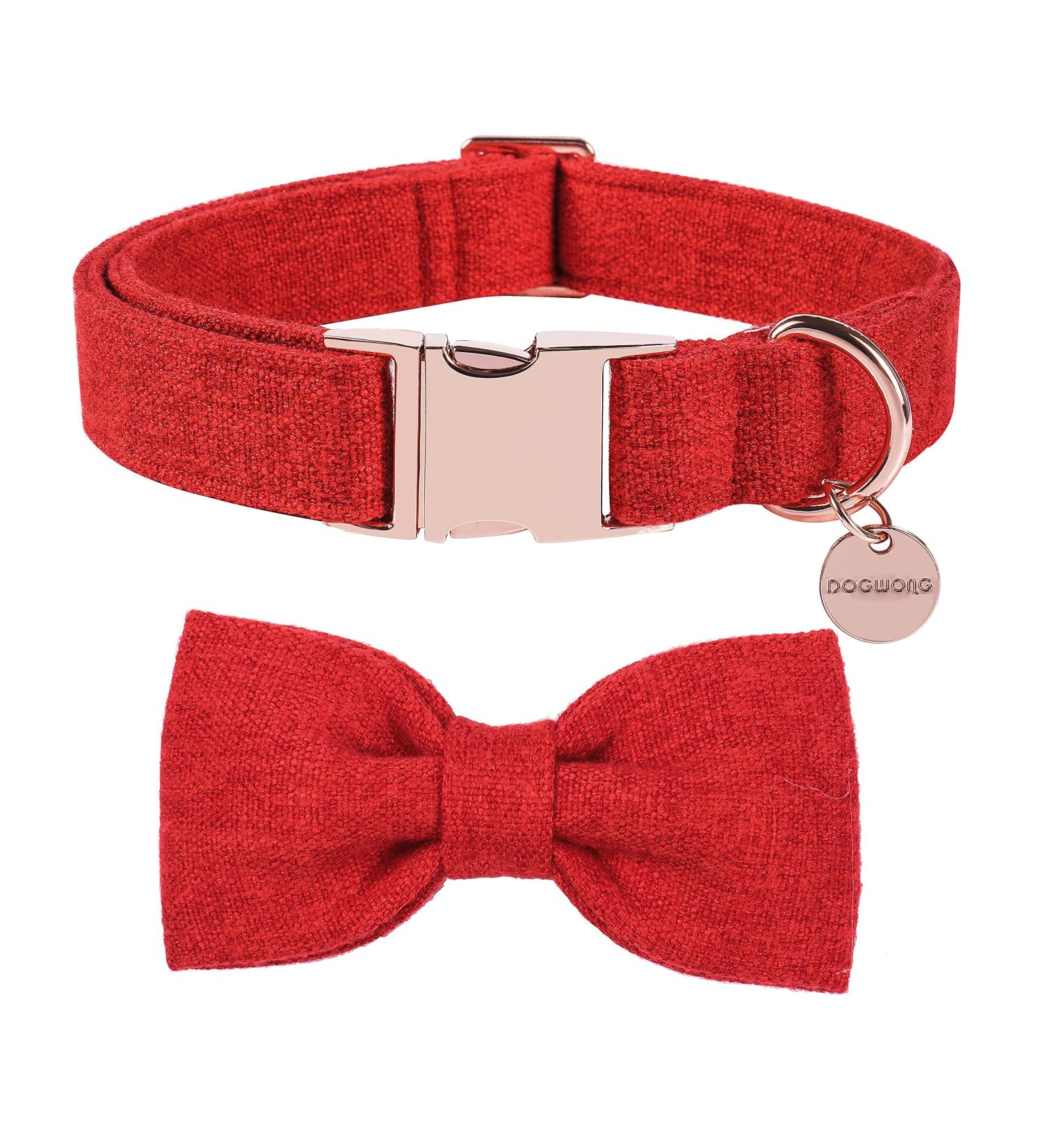 Dogwong Red Dog Collar with Removable Fly | Adjustable & Comfortable for Small/Medium Dogs | Perfect Gift for Young Dogs & Girls (Pack of 1) - Buy Online on GoSupps.com