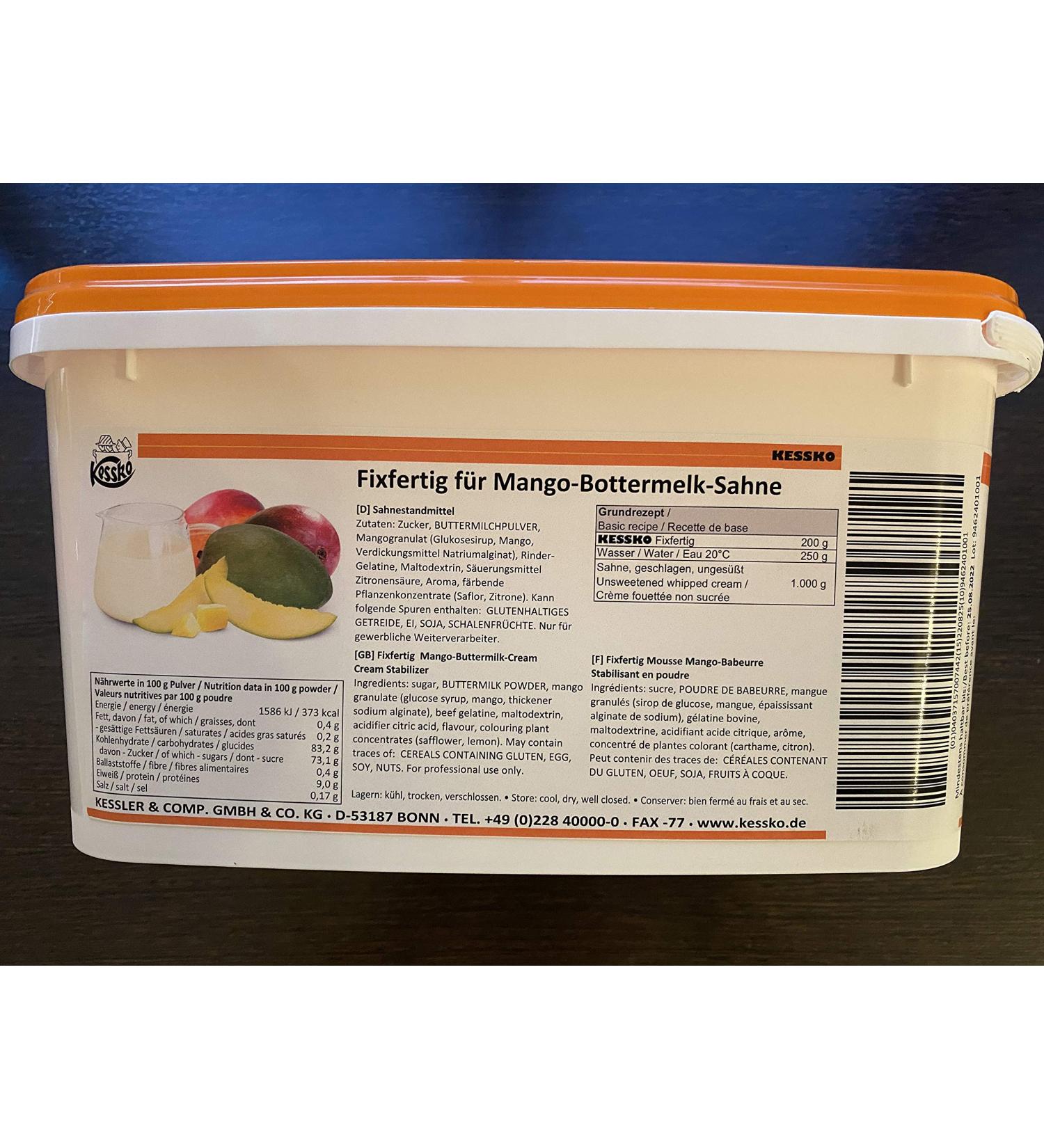 Mango-Bottermelk Kessko cream stock 900 g cream stand cream stiffener cream 0.9 kg (Mango-Bottermelk)