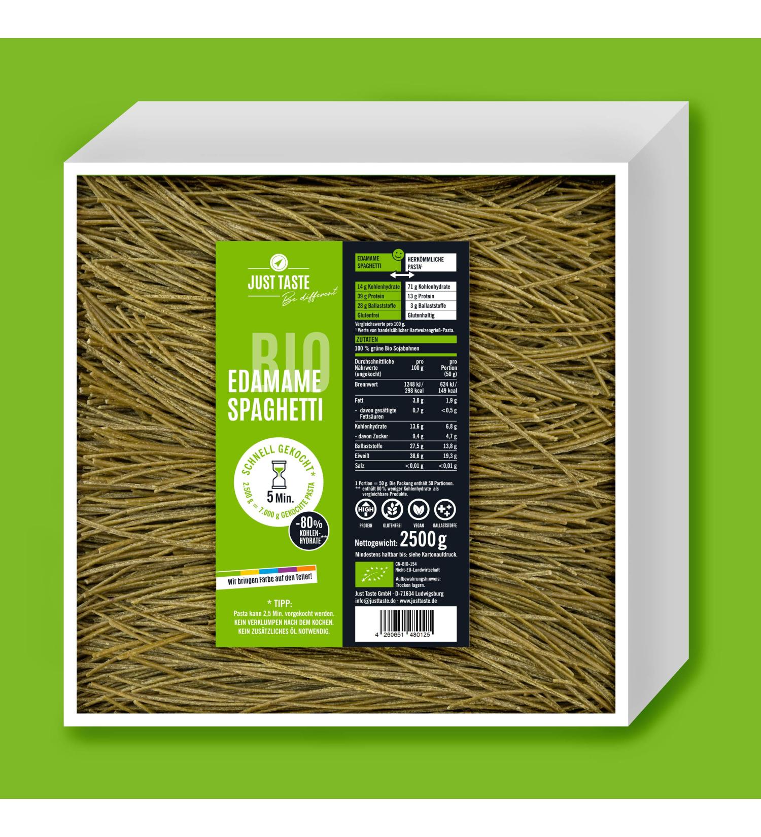 Buy JUST TASTE Edamame Spaghetti - Organic Vegetable Pasta - Big Pack 2.5 KG - International Shipping Available - Buy Online on GoSupps.com